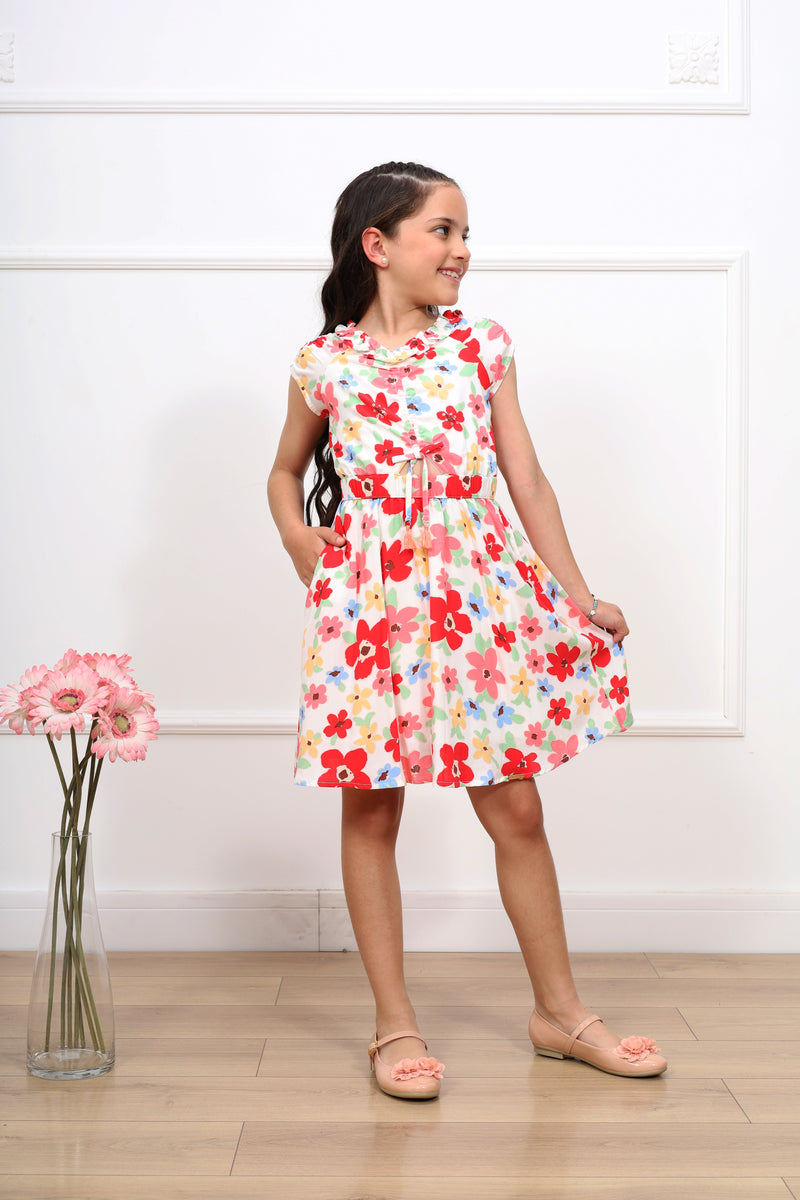 Vestido chalis estampado Pily manga corta