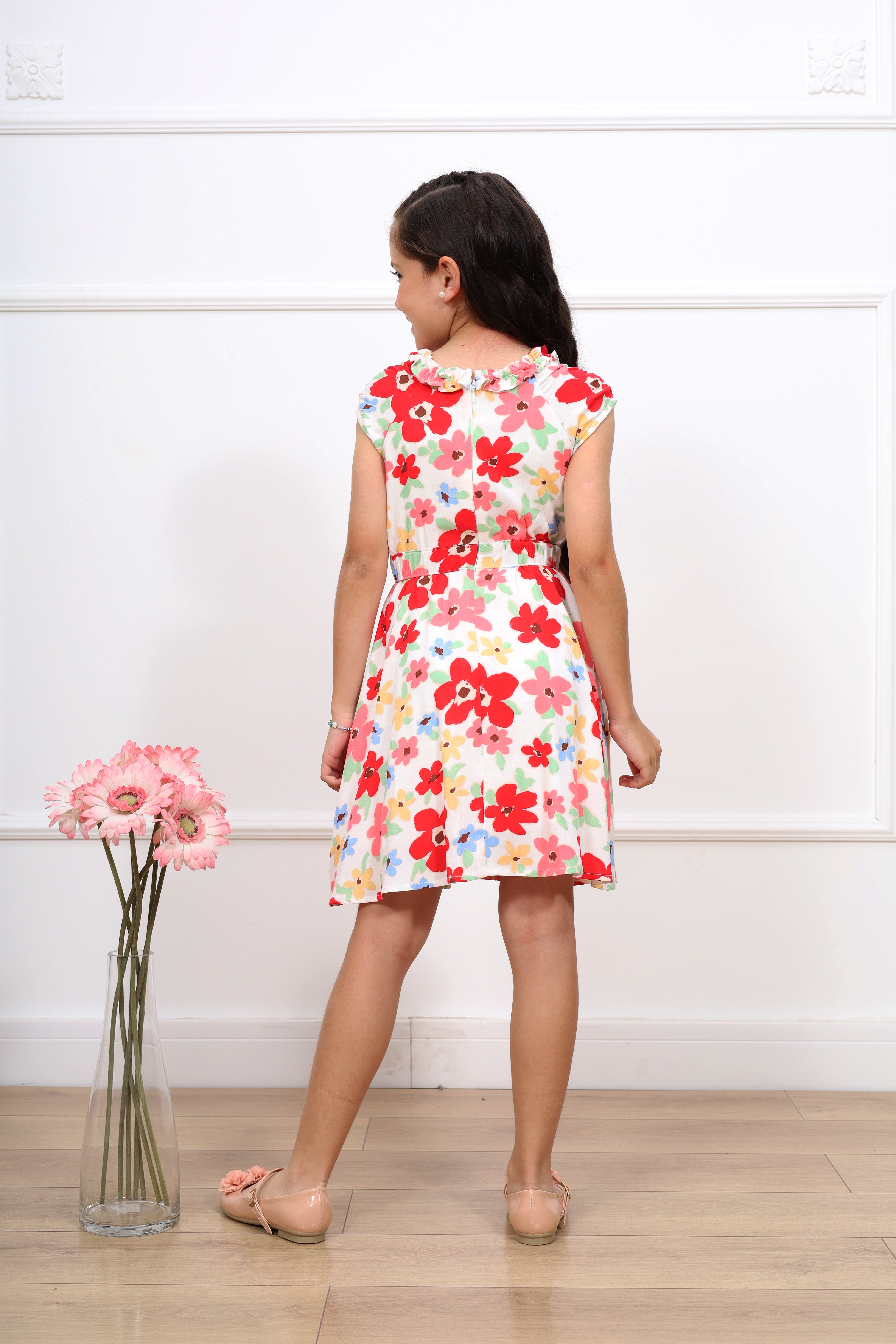 Vestido chalis estampado Pily manga corta