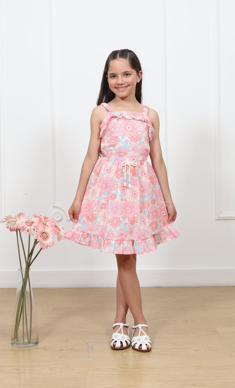 Vestido lino estampado Mary con tirantes