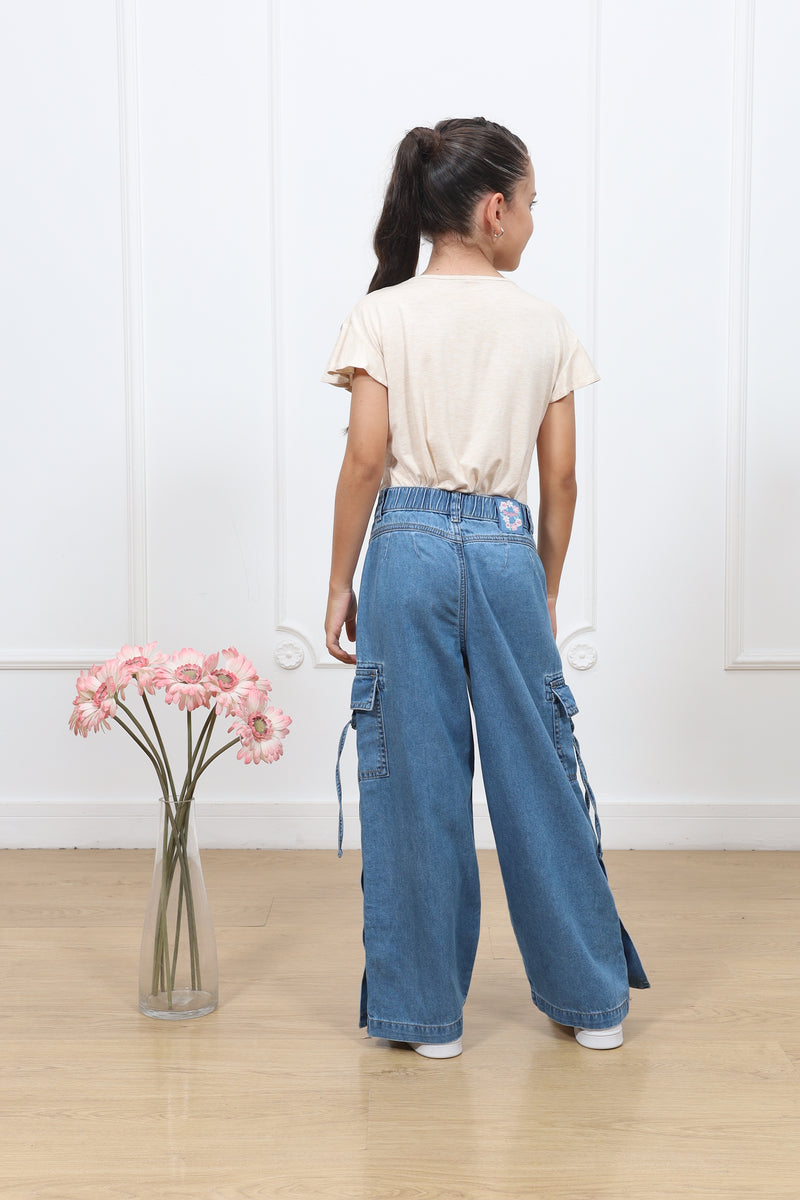 Pantalon Kina Palazo Cargo Denim