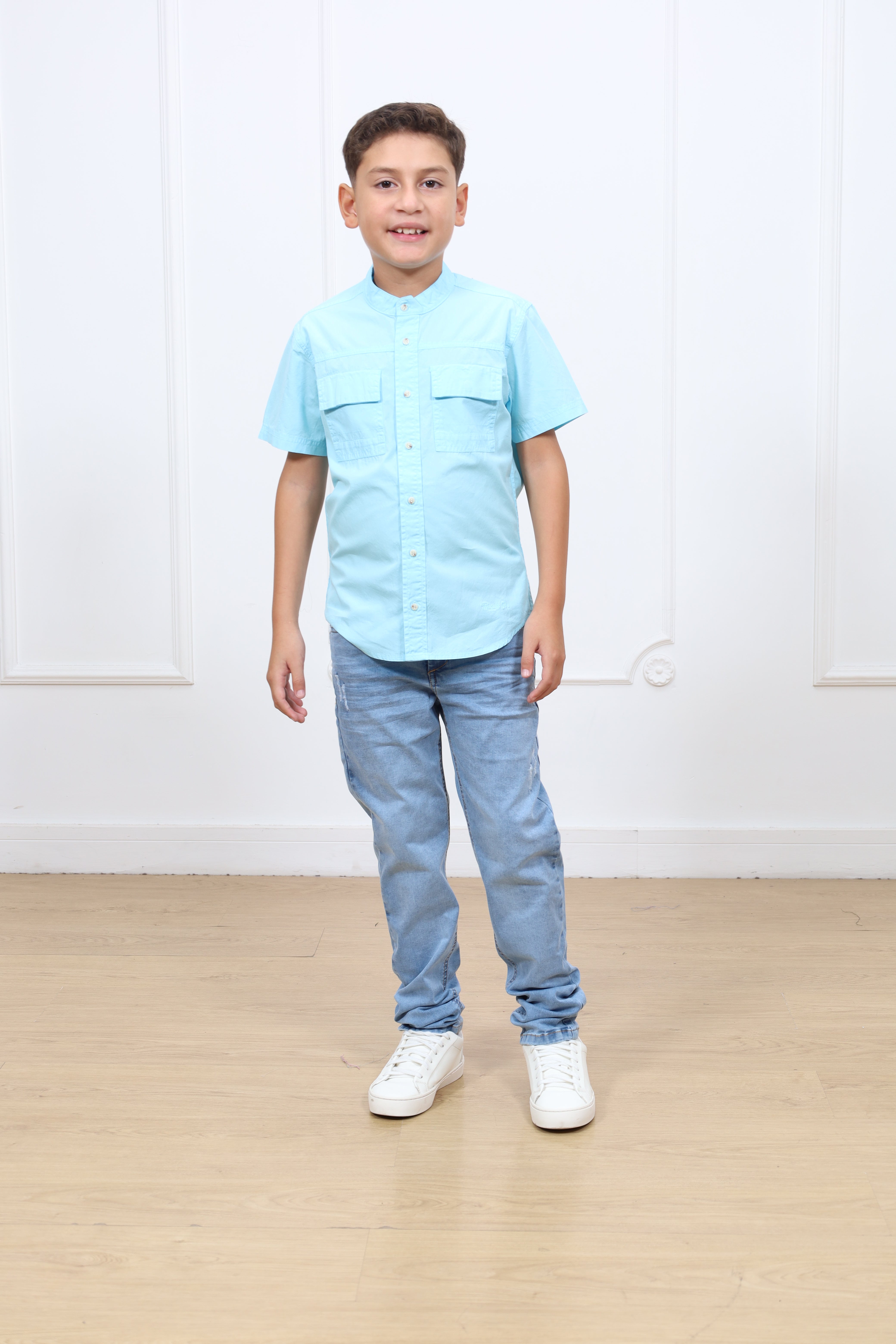 Camisa drill Etzel manga corta Slim