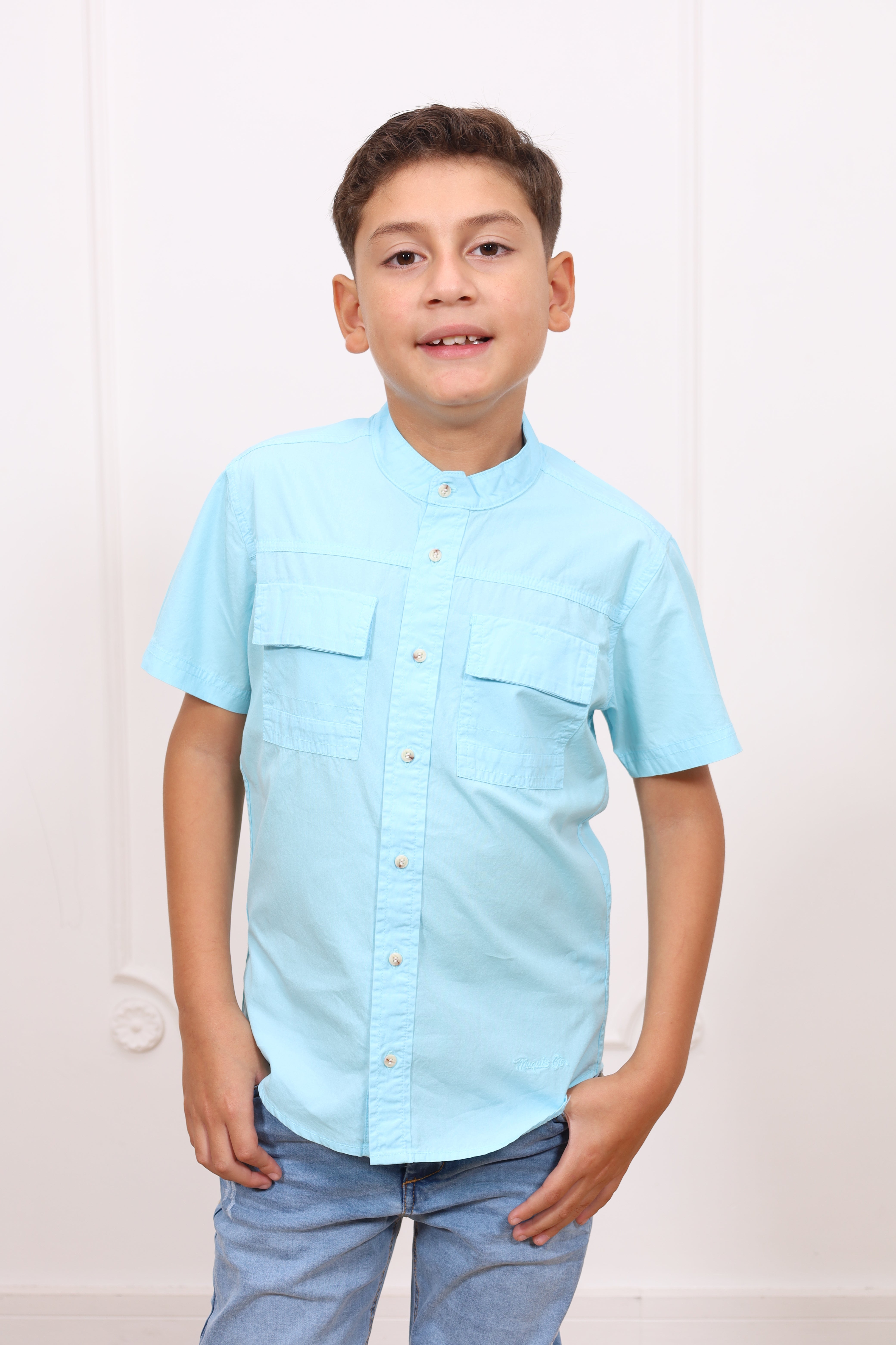 Camisa drill Etzel manga corta Slim