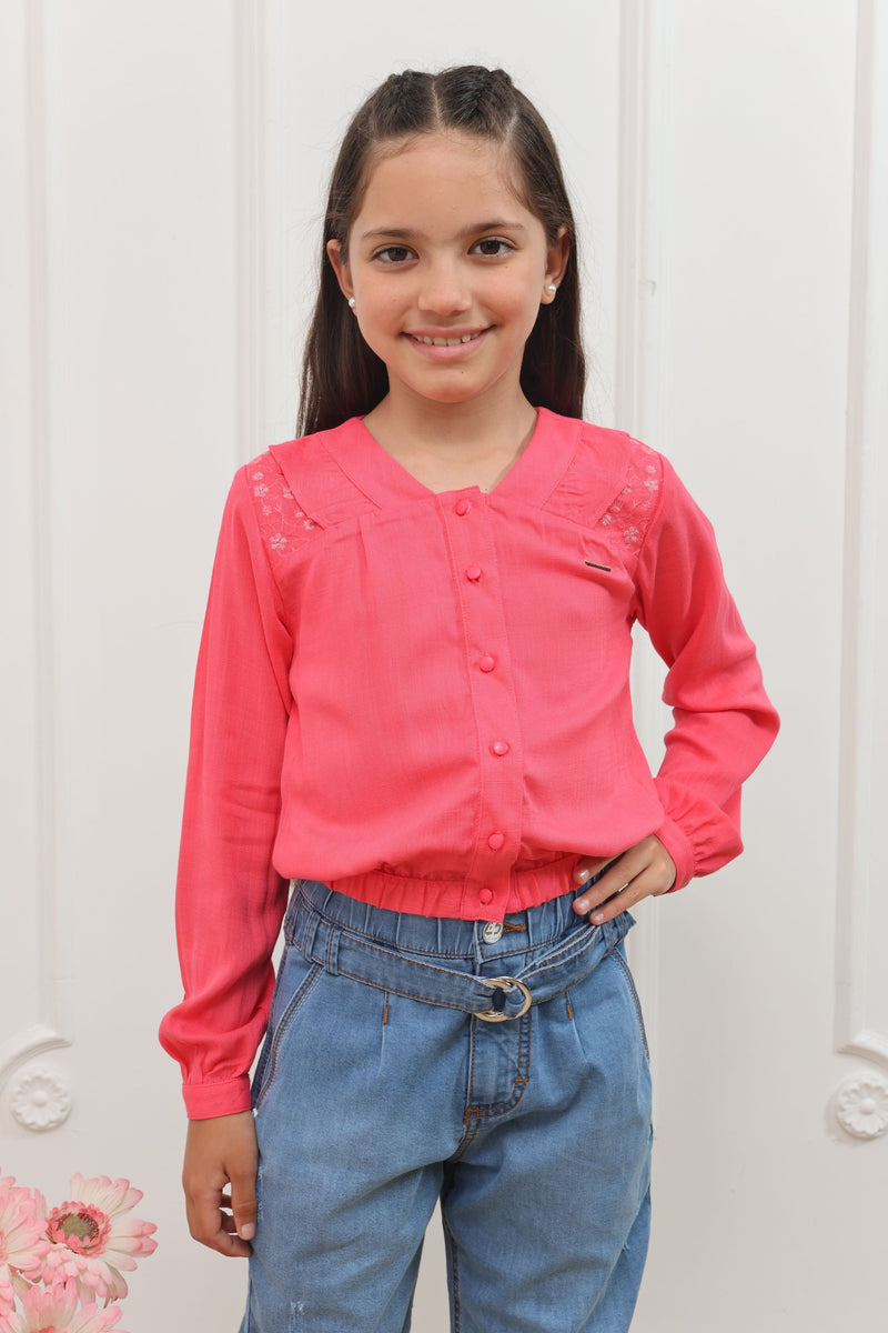 Blusa lino Tephy manga larga