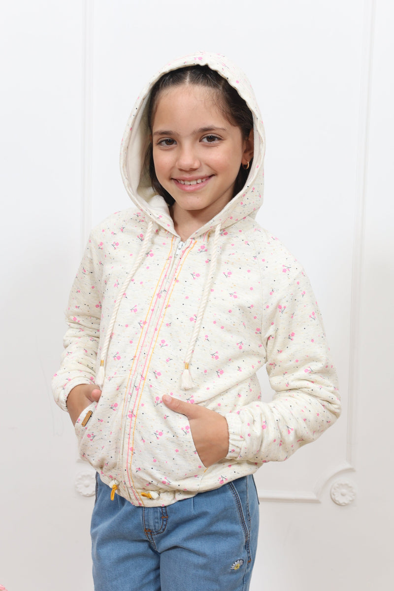 Casaca french terry estampado Alejandra con forro micropolar