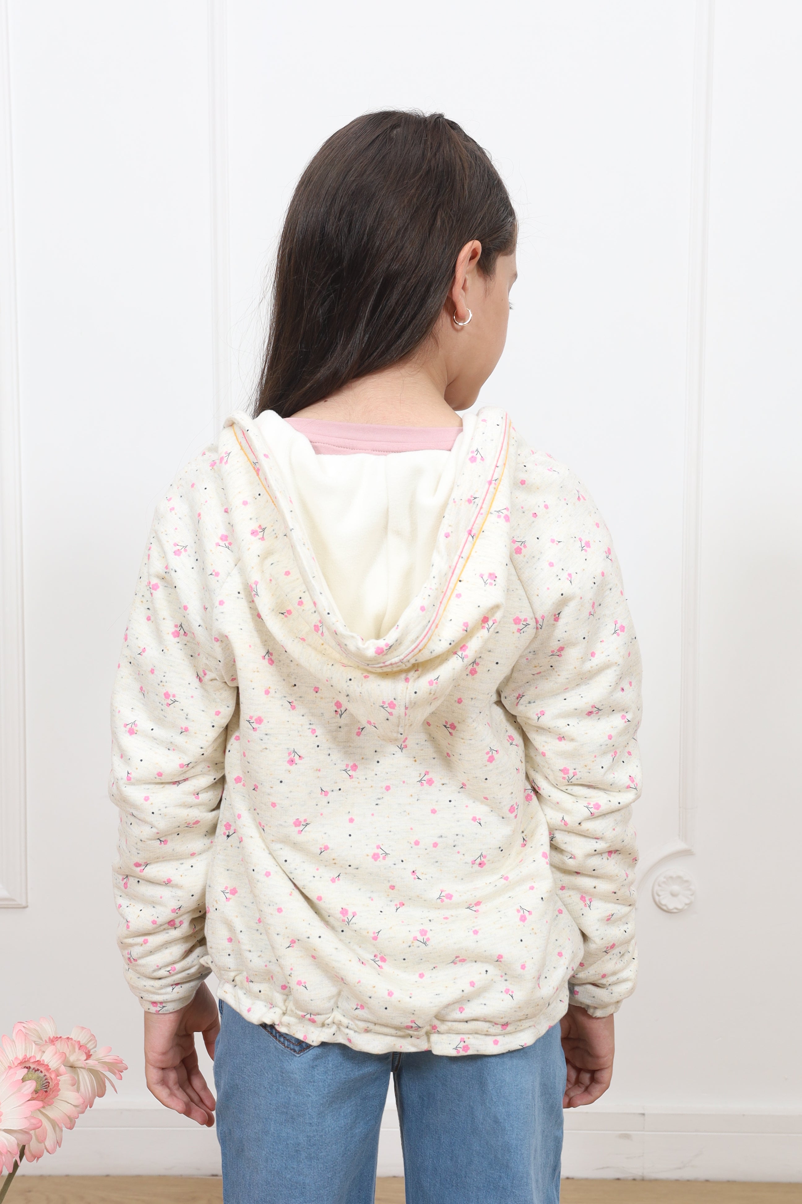 Casaca french terry estampado Alejandra con forro micropolar