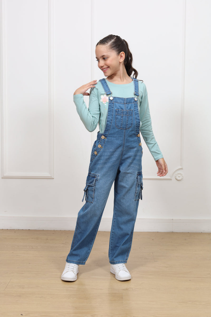 Overol pantalon denim recto cargo Rita