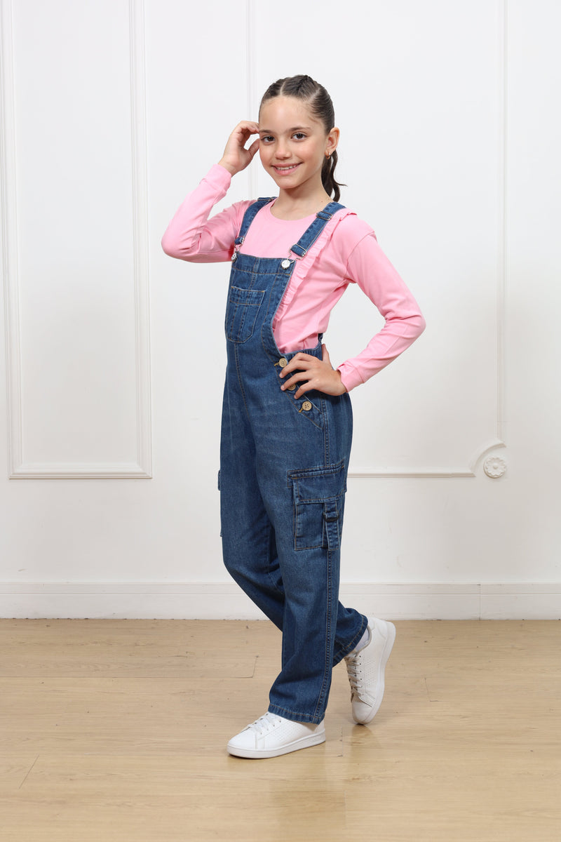 Overol pantalon denim recto cargo Rita