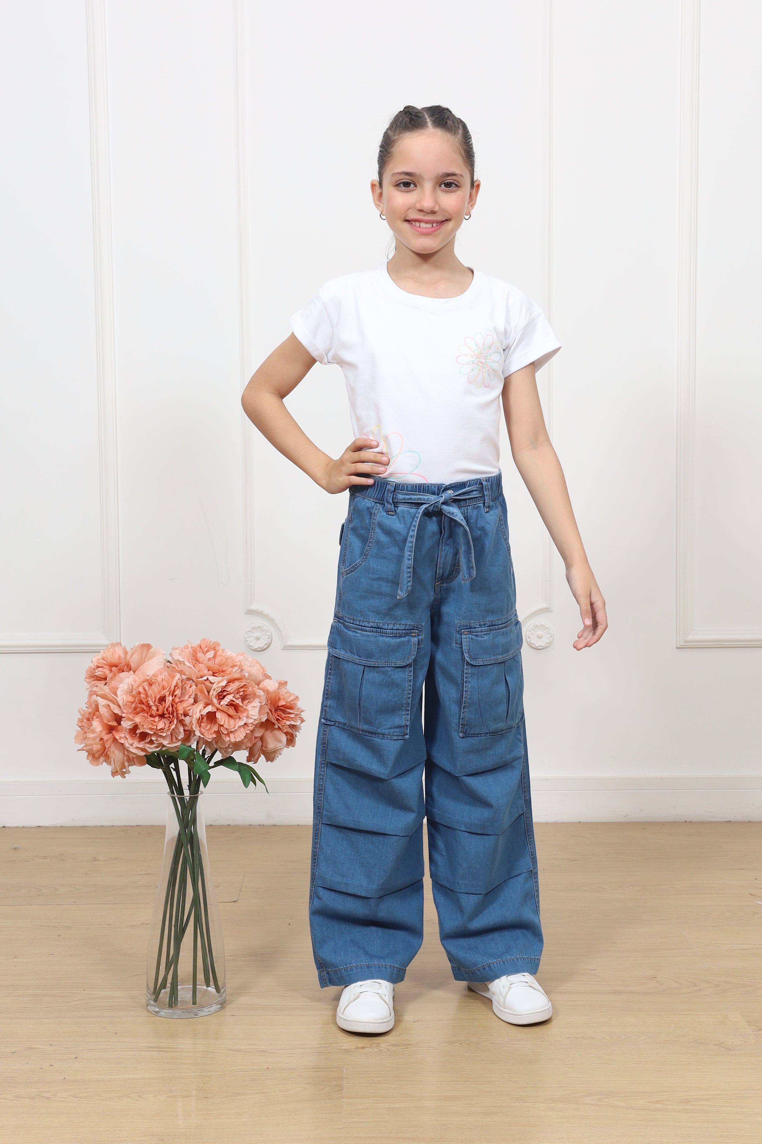 Pantalon denim palazo cargo Sheyla