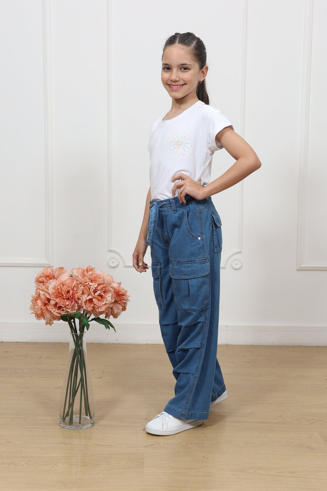 Pantalon denim palazo cargo Sheyla