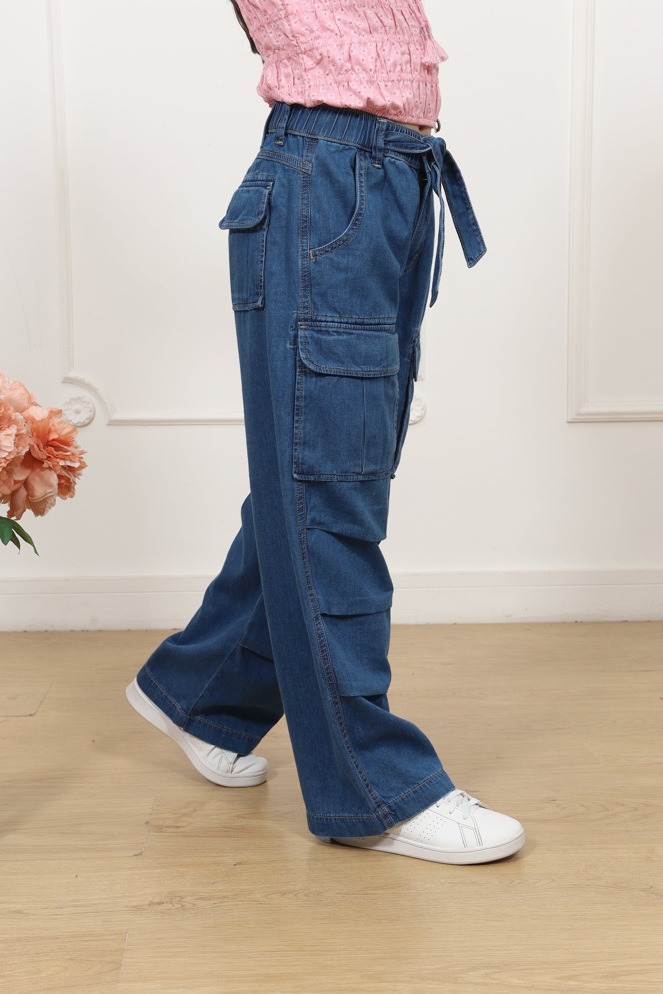 Pantalon denim palazo cargo Sheyla