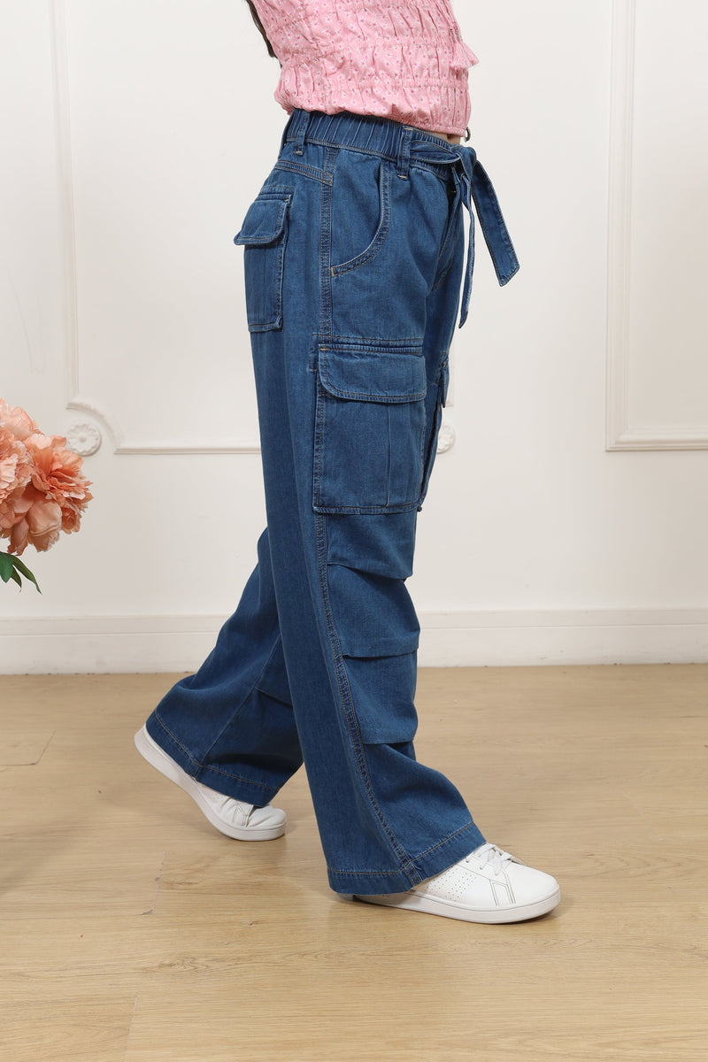 Pantalon denim palazo cargo Sheyla