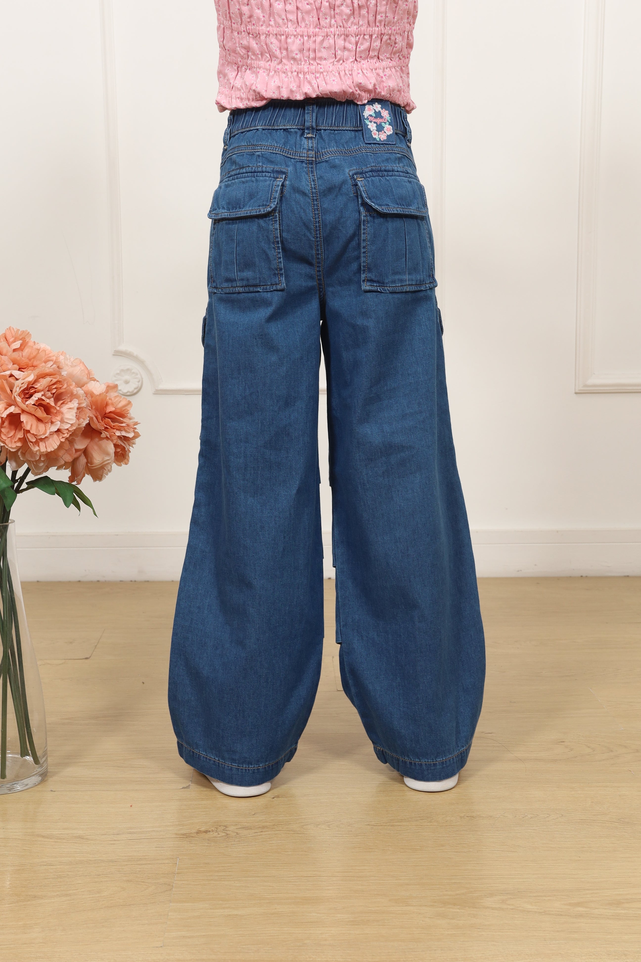 Pantalon denim palazo cargo Sheyla