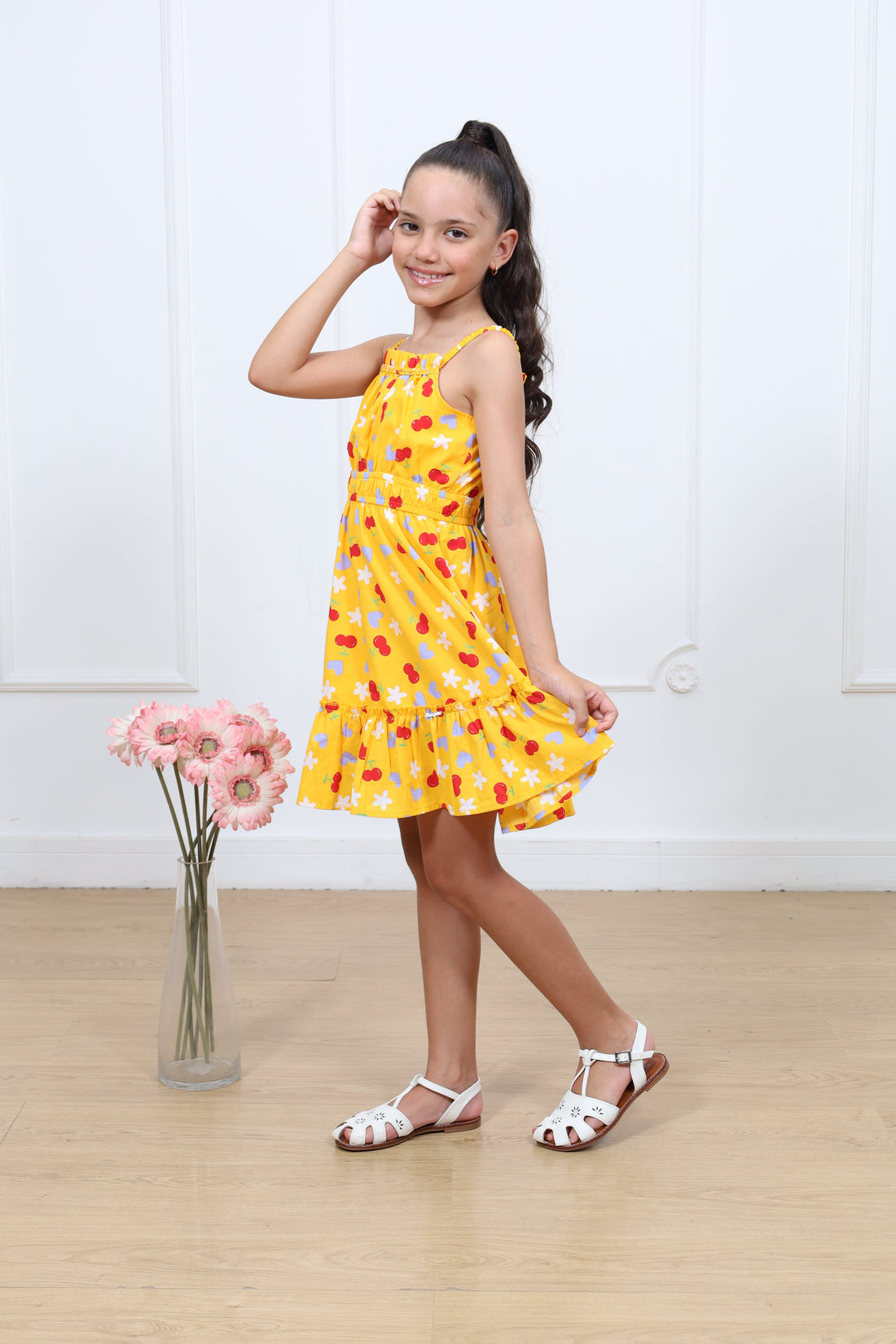 Vestido popelina estampado Tifany con tirantes