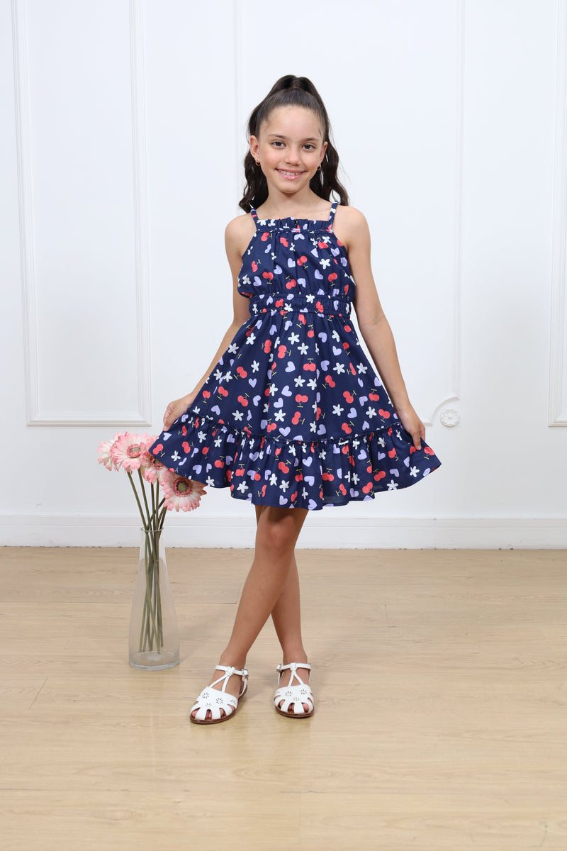 Vestido popelina estampado Tifany con tirantes