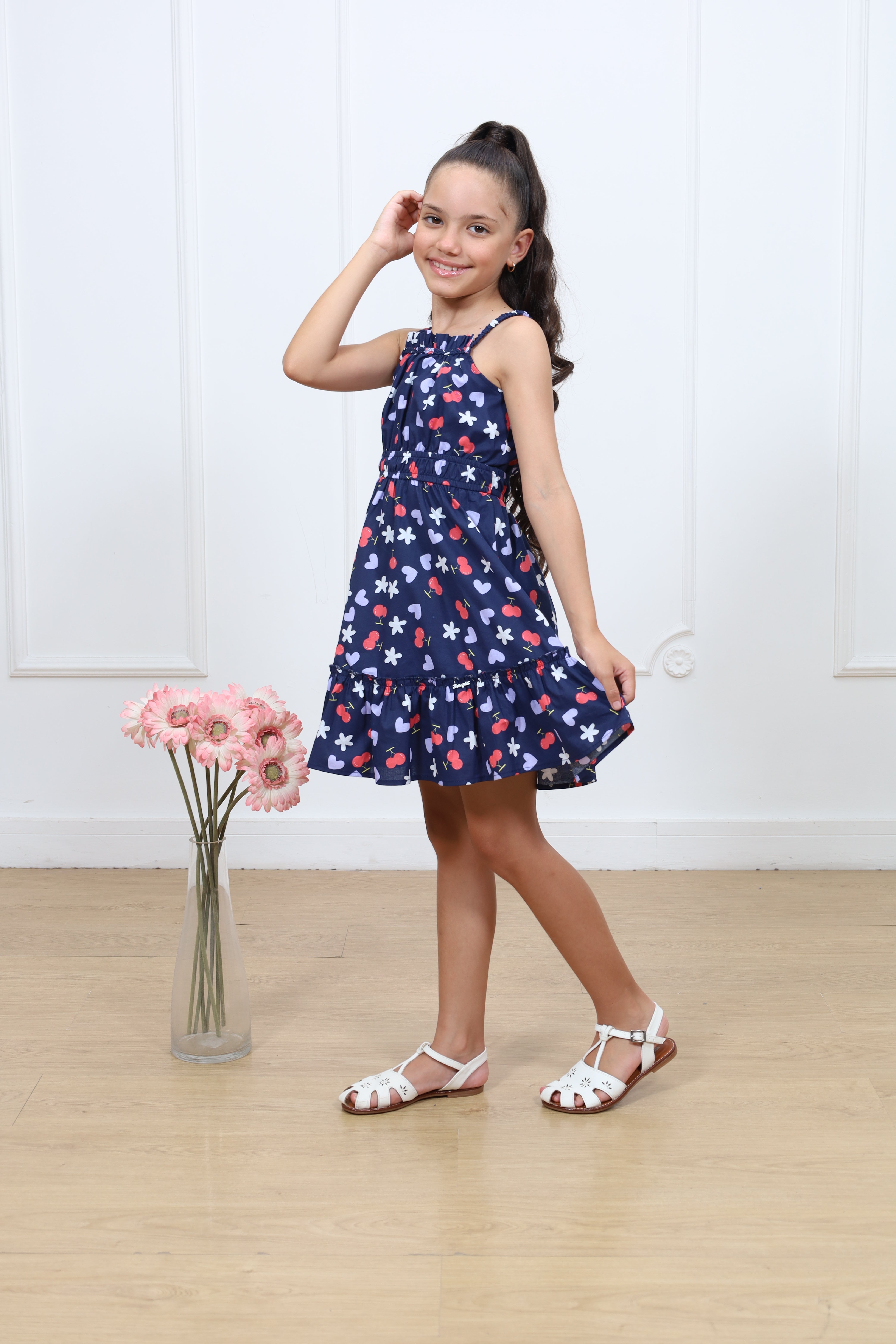Vestido popelina estampado Tifany con tirantes
