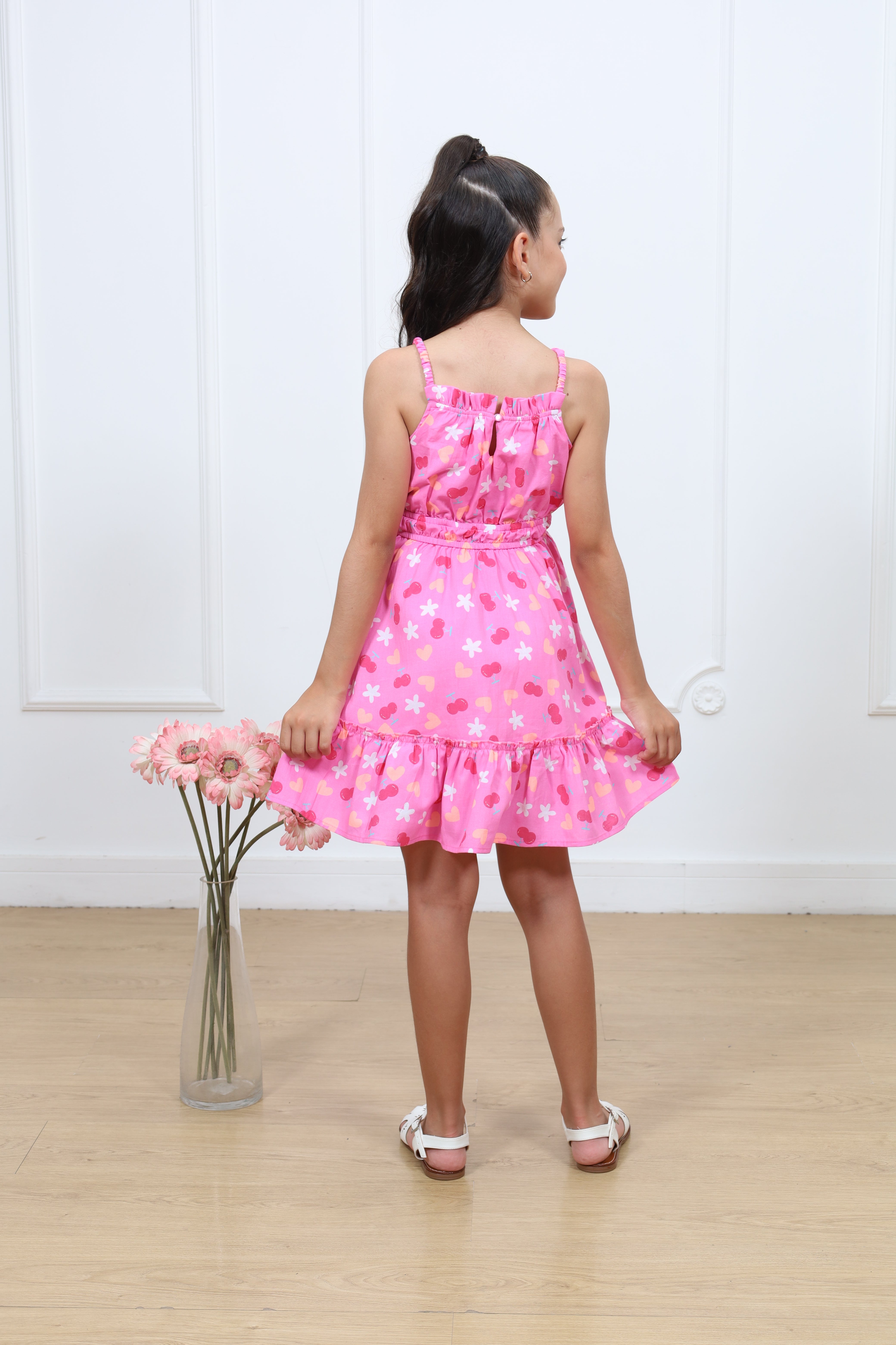 Vestido popelina estampado Tifany con tirantes
