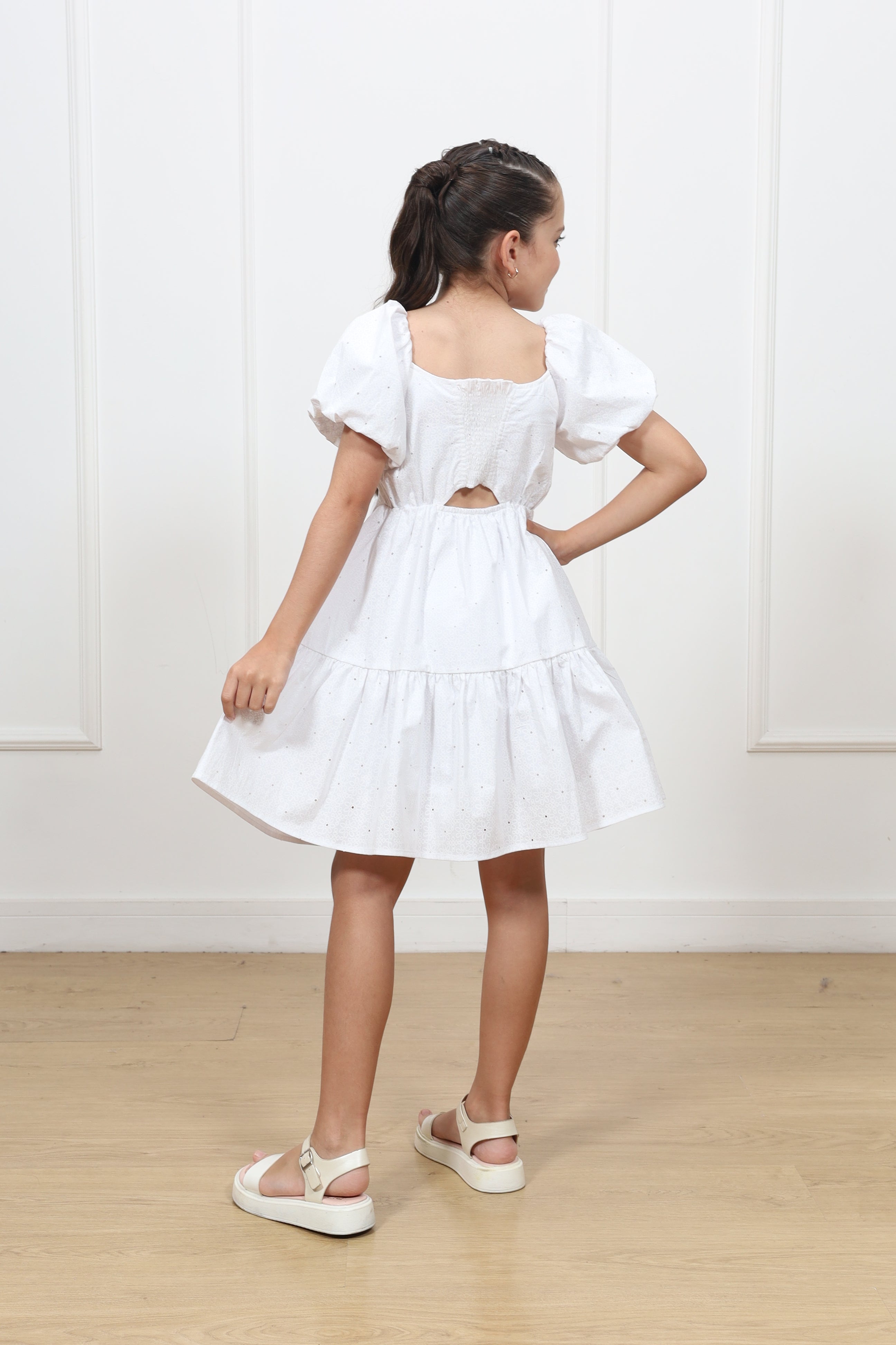 Vestido popelina Almendra manga corta