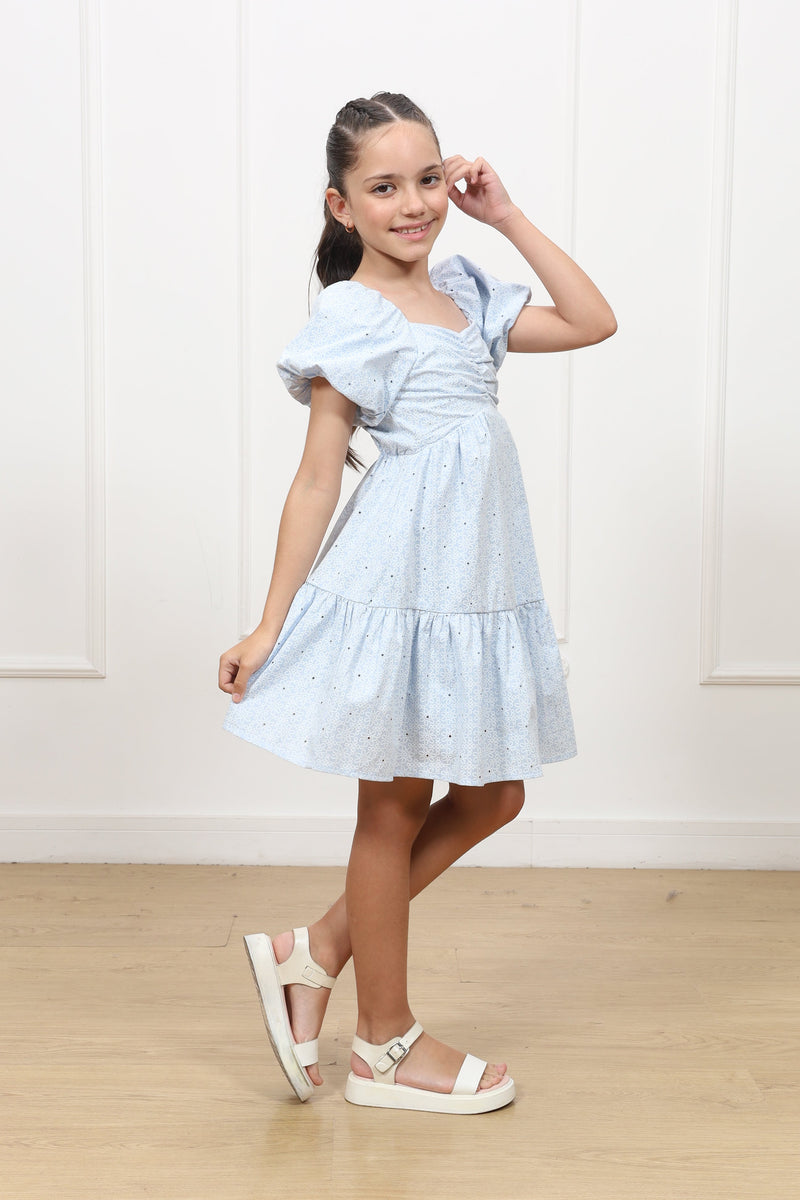 Vestido popelina Almendra manga corta