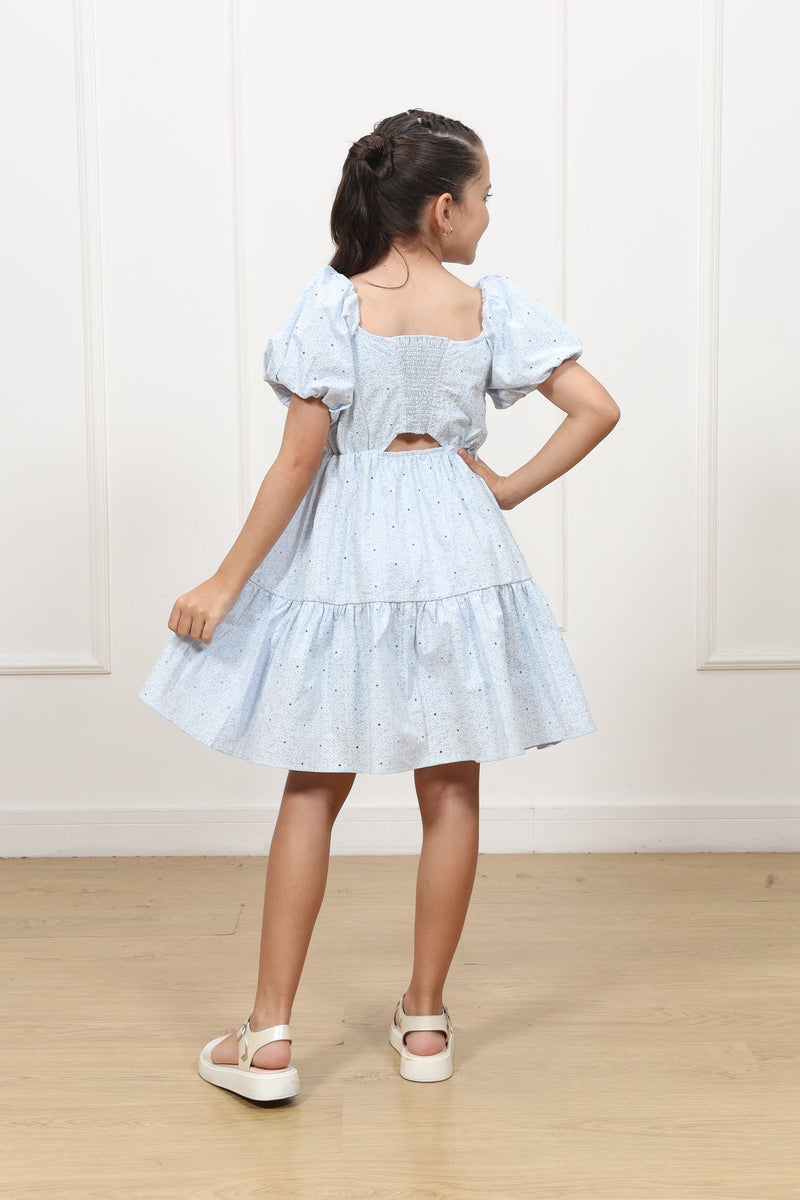 Vestido popelina Almendra manga corta