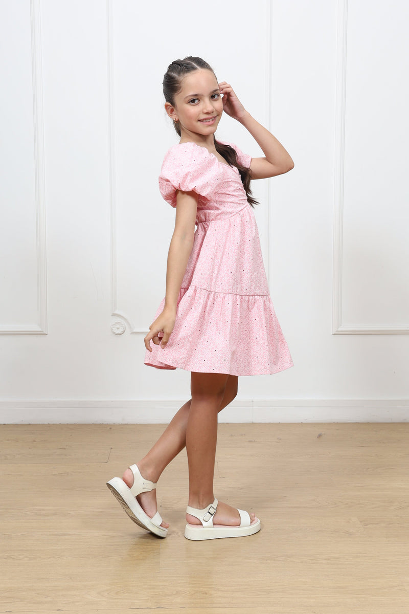 Vestido popelina Almendra manga corta