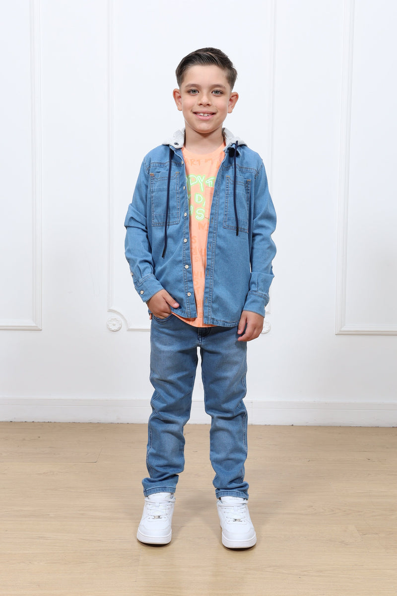 SobreCamisa denim Arthur manga larga con capucha clasic