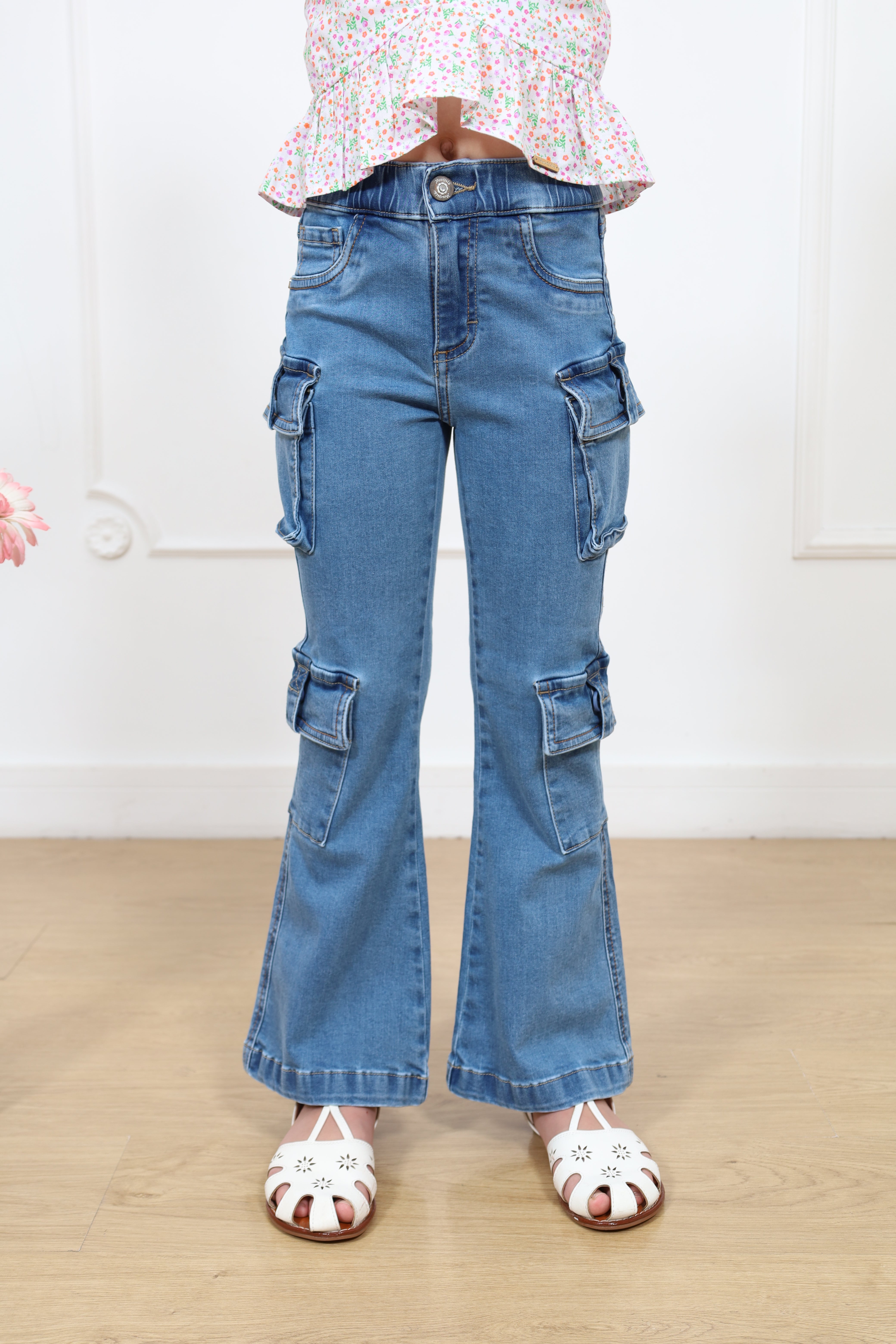 Pantalon denim campana cargo Heidy