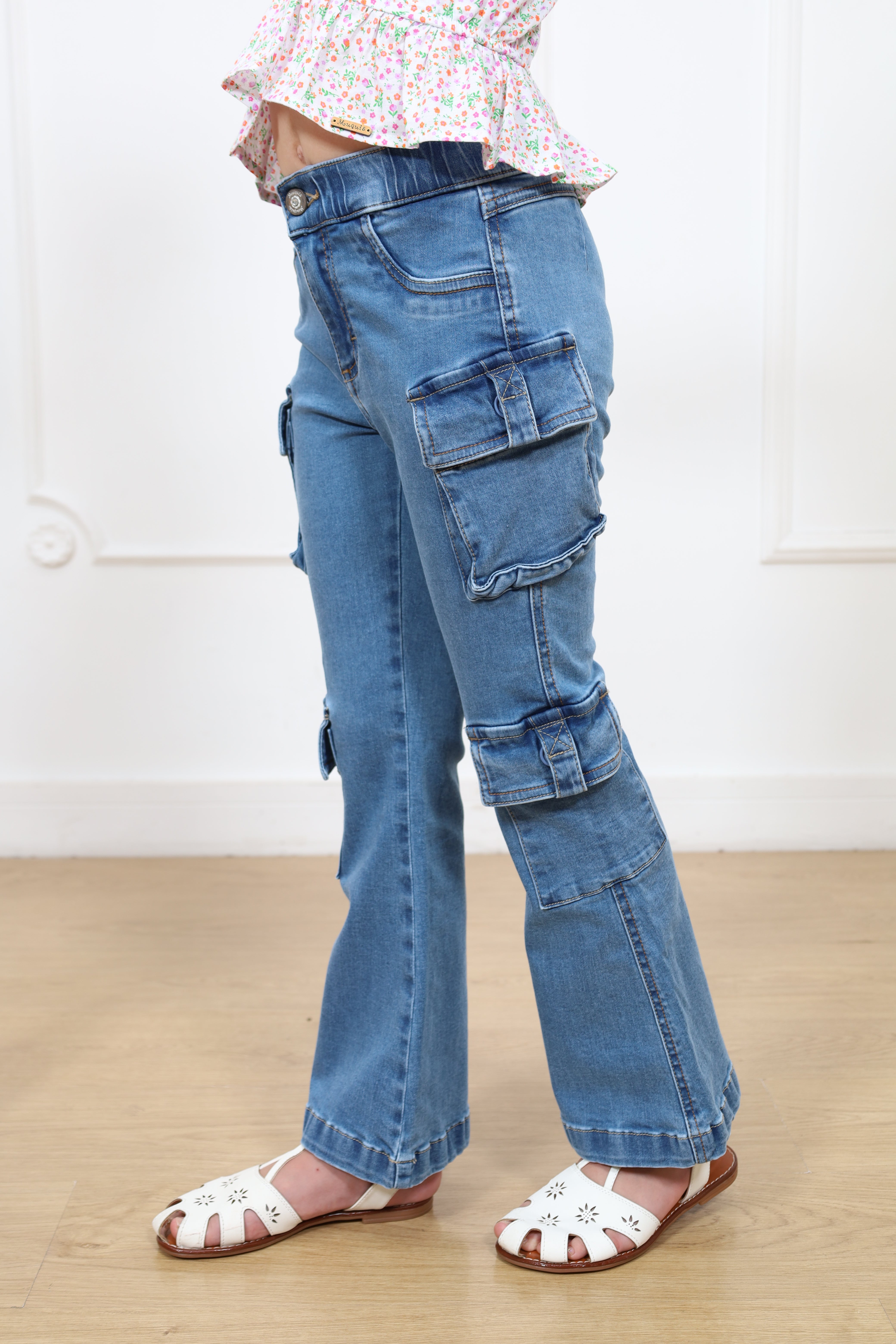 Pantalon denim campana cargo Heidy