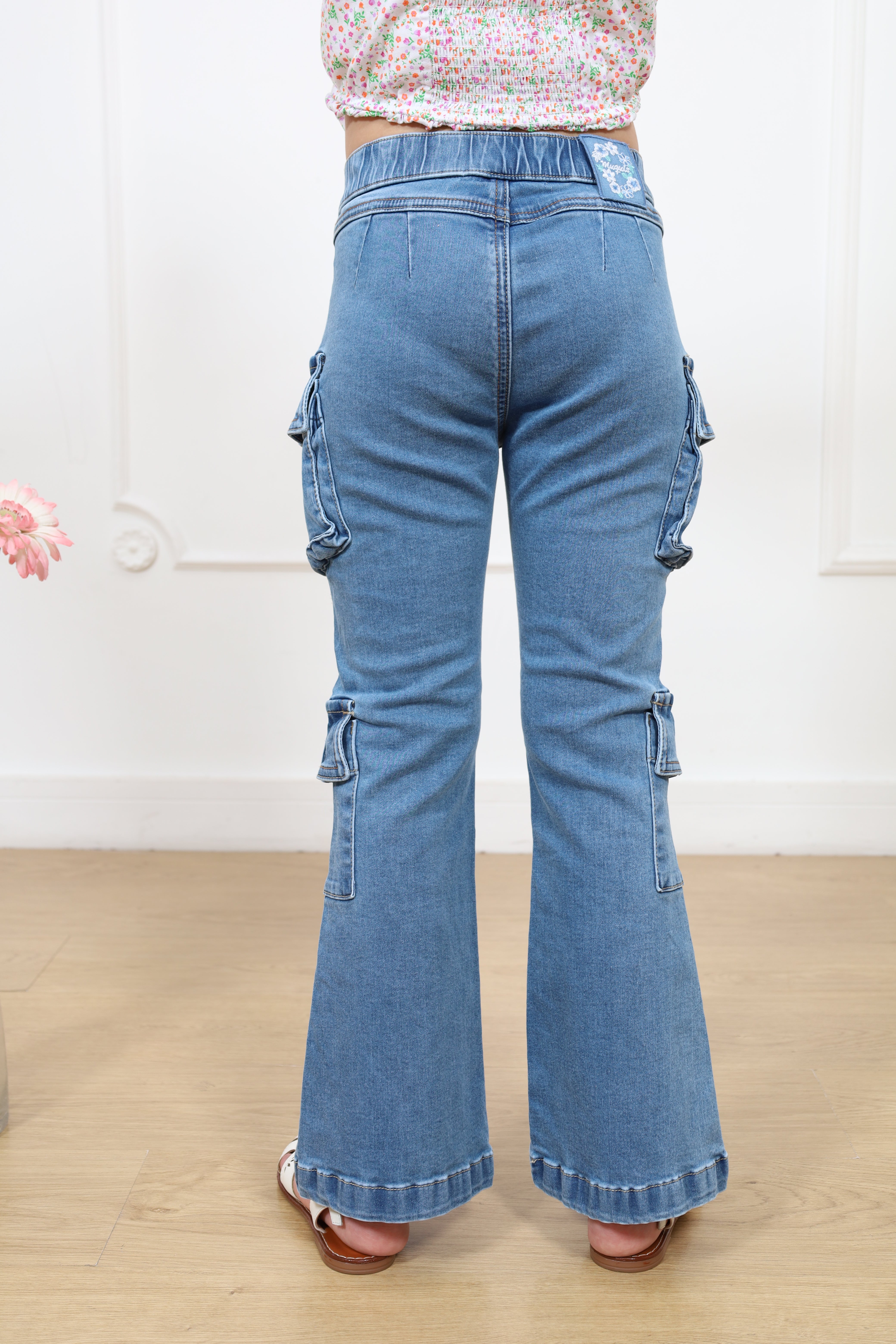 Pantalon denim campana cargo Heidy