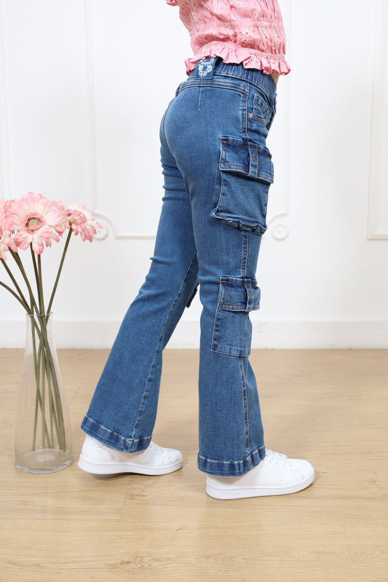 Pantalon denim campana cargo Heidy