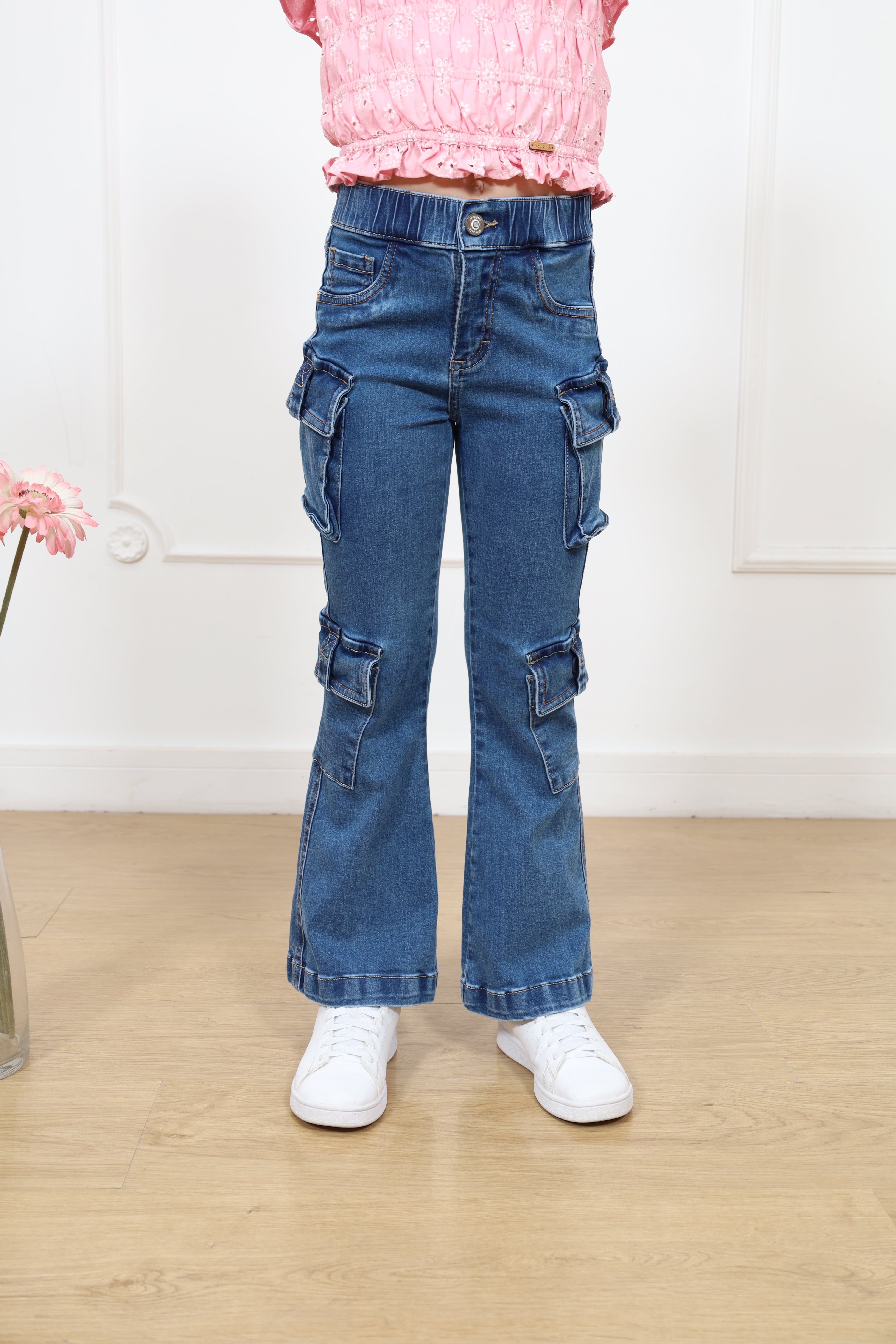 Pantalon denim campana cargo Heidy