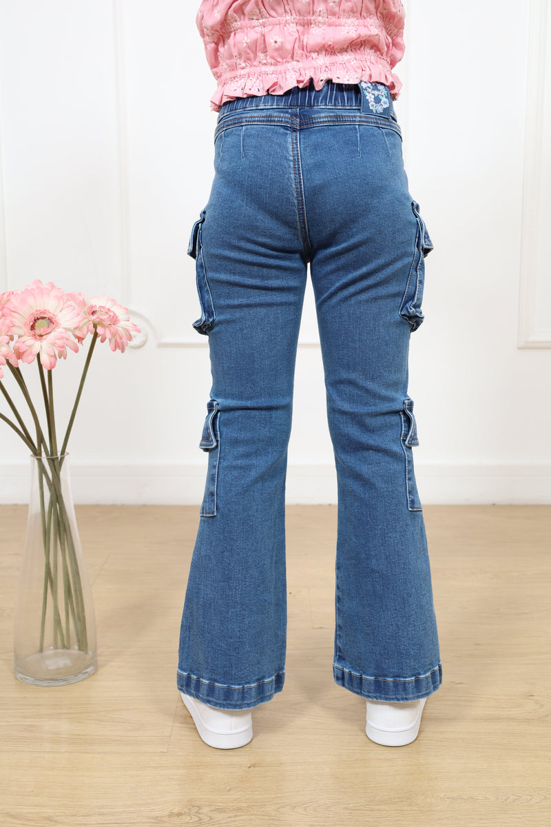 Pantalon denim campana cargo Heidy
