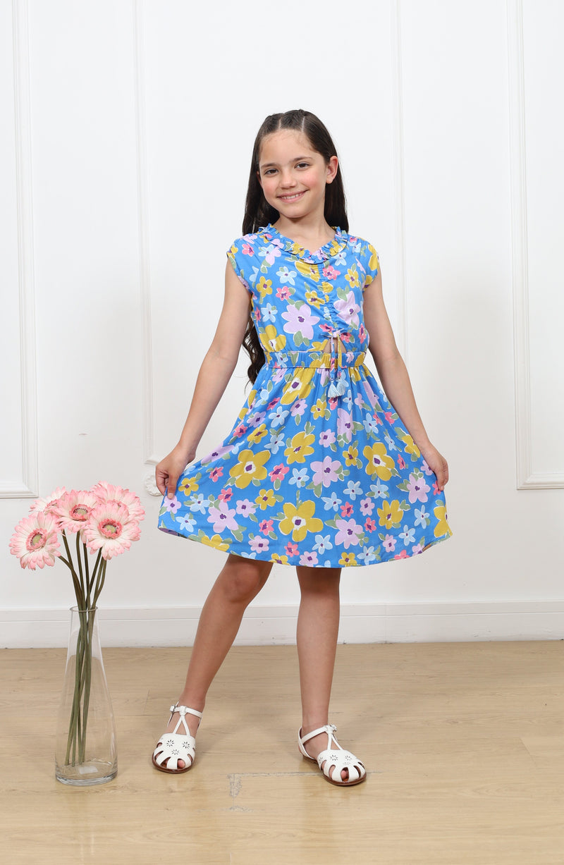 Vestido chalis estampado Pily manga corta