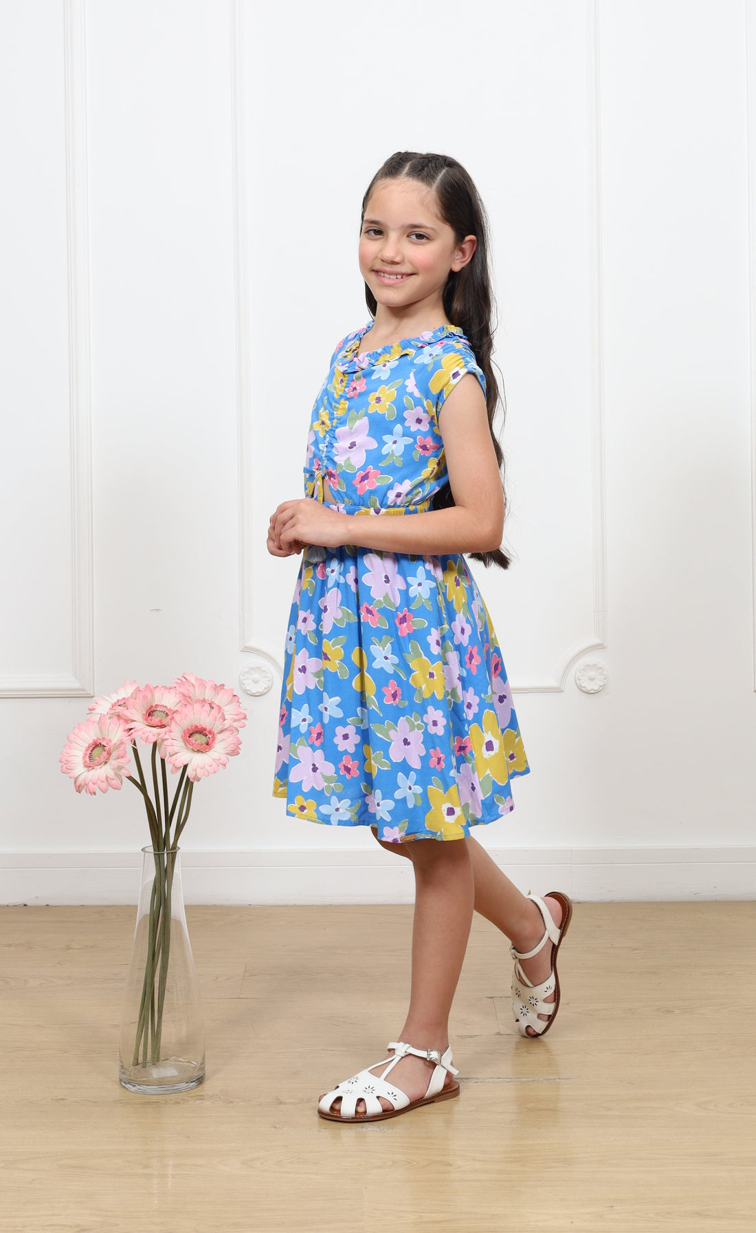 Vestido chalis estampado Pily manga corta