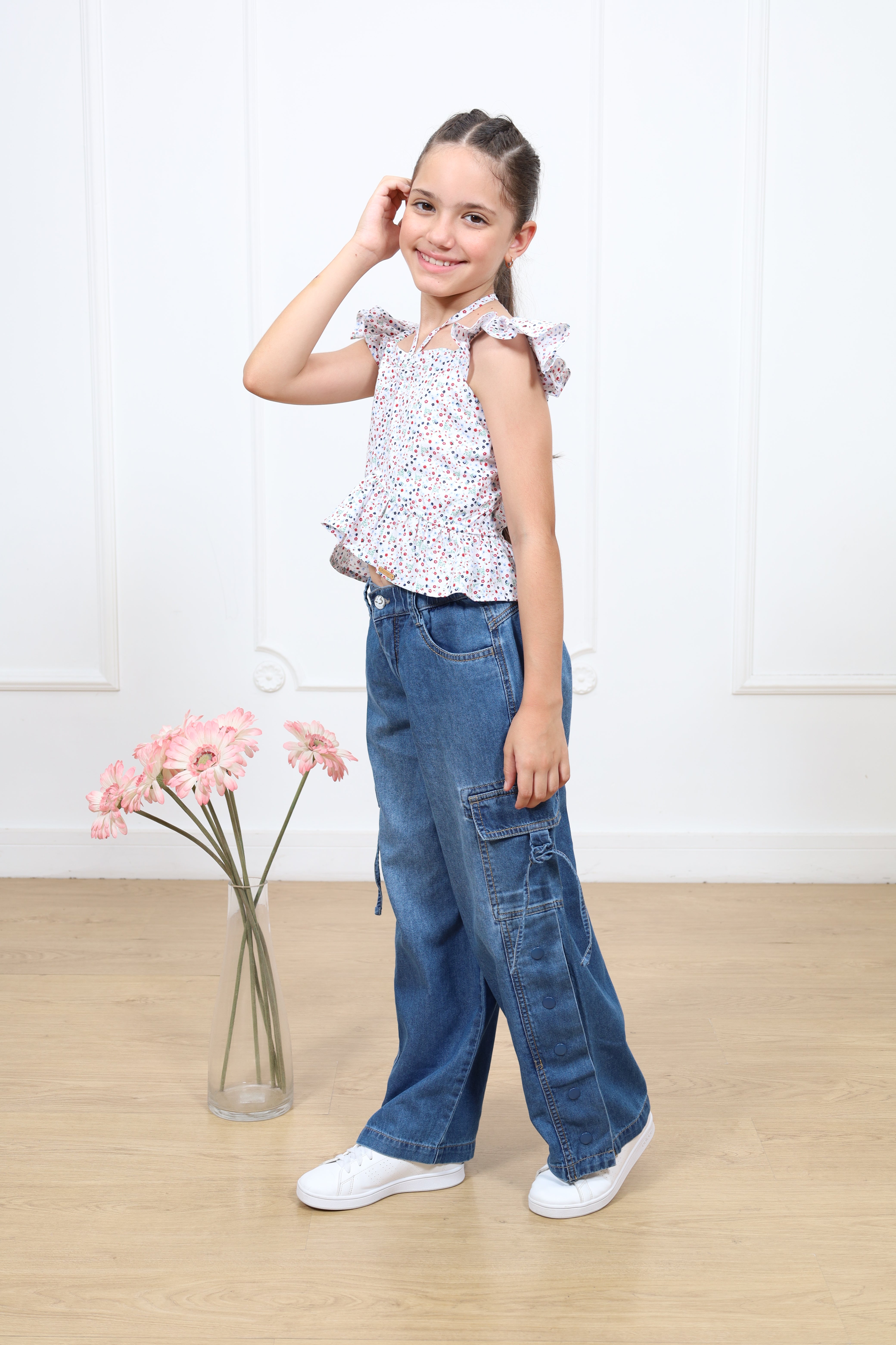 Pantalon Kina Palazo Cargo Denim