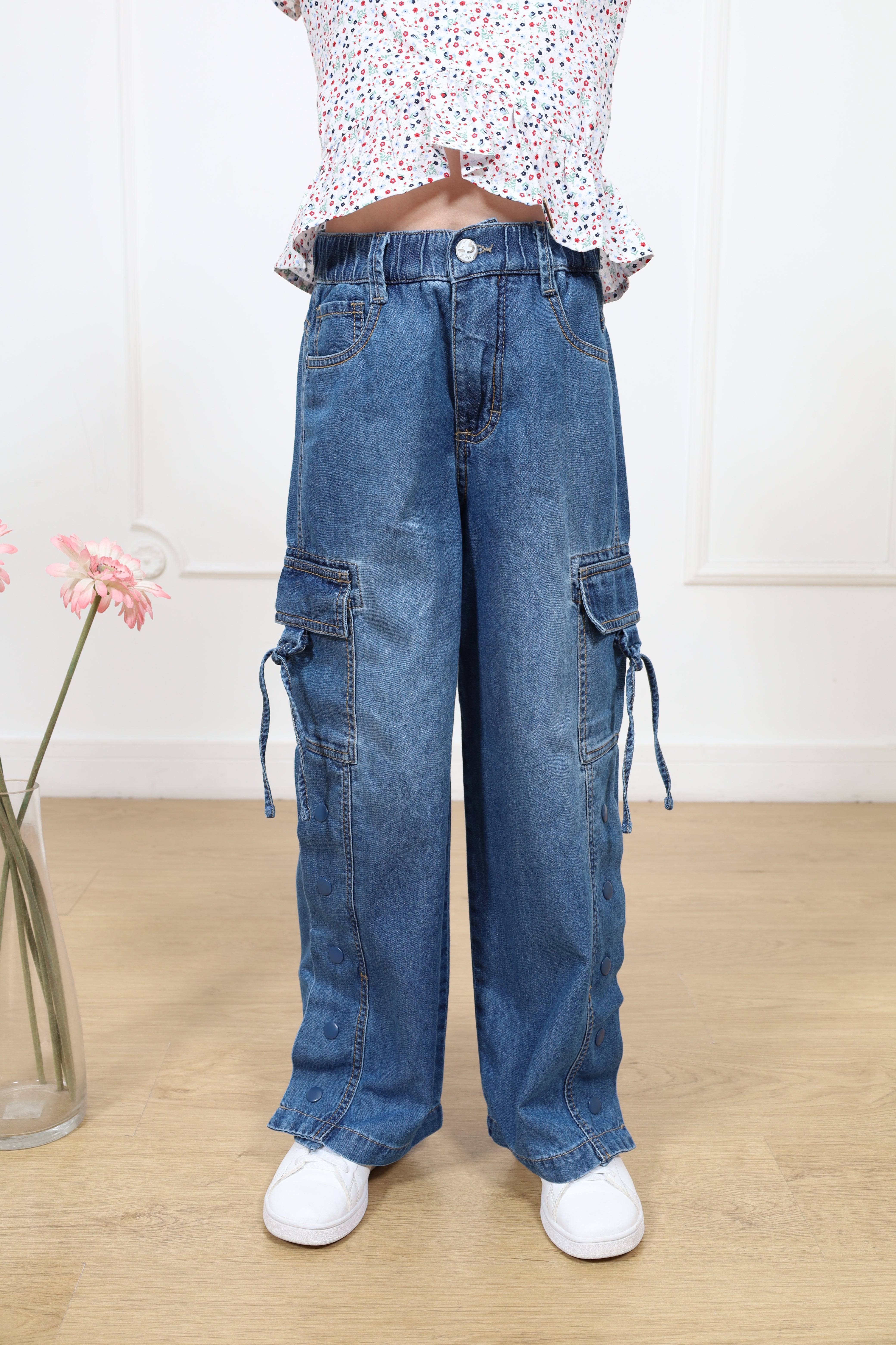 Pantalon Kina Palazo Cargo Denim