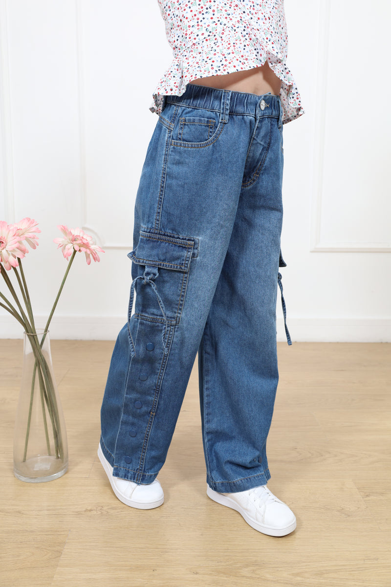 Pantalon Kina Palazo Cargo Denim