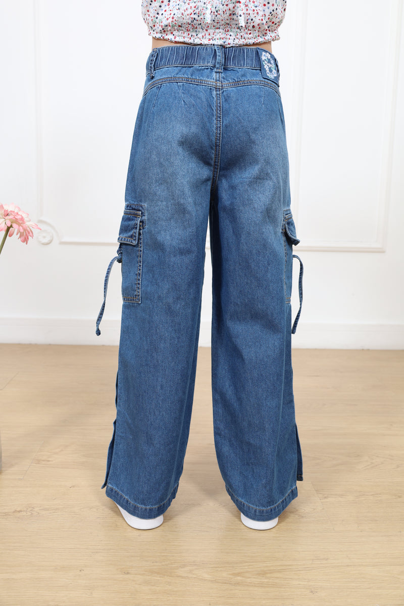 Pantalon Kina Palazo Cargo Denim