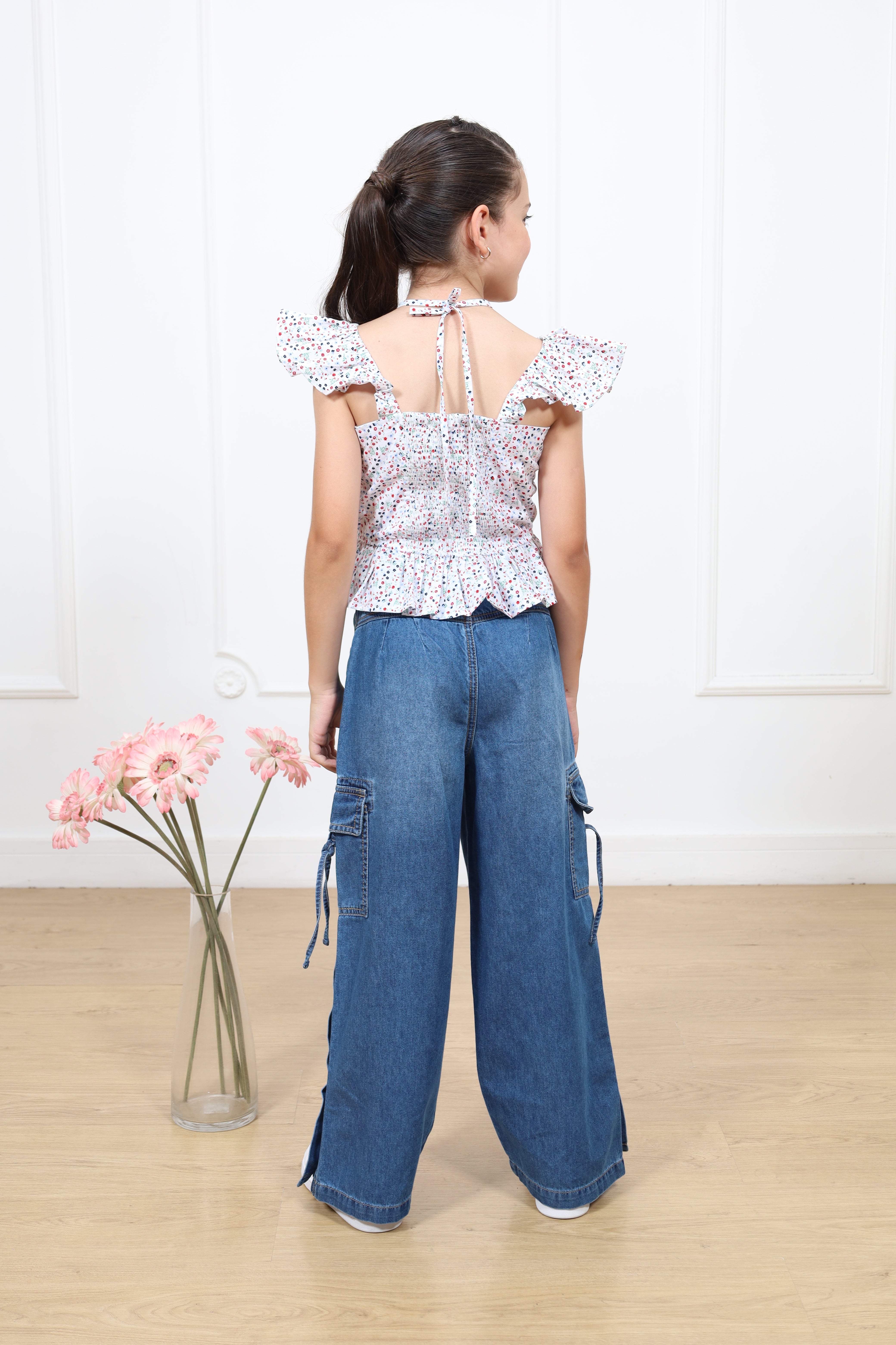 Pantalon Kina Palazo Cargo Denim