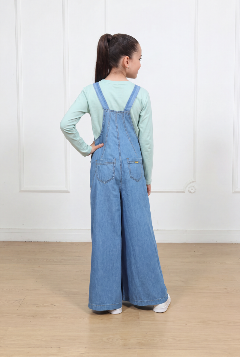 Overol Pantalón Valeria Super Palazo en Denim