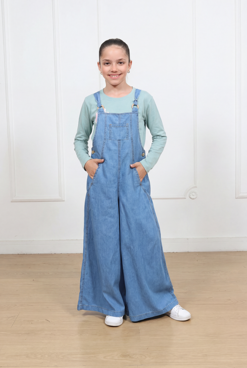 Overol Pantalón Valeria Super Palazo en Denim