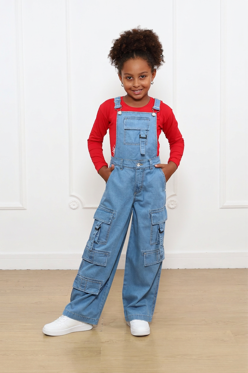 Overol Pantalón Alicia Palazo Cargo Denim