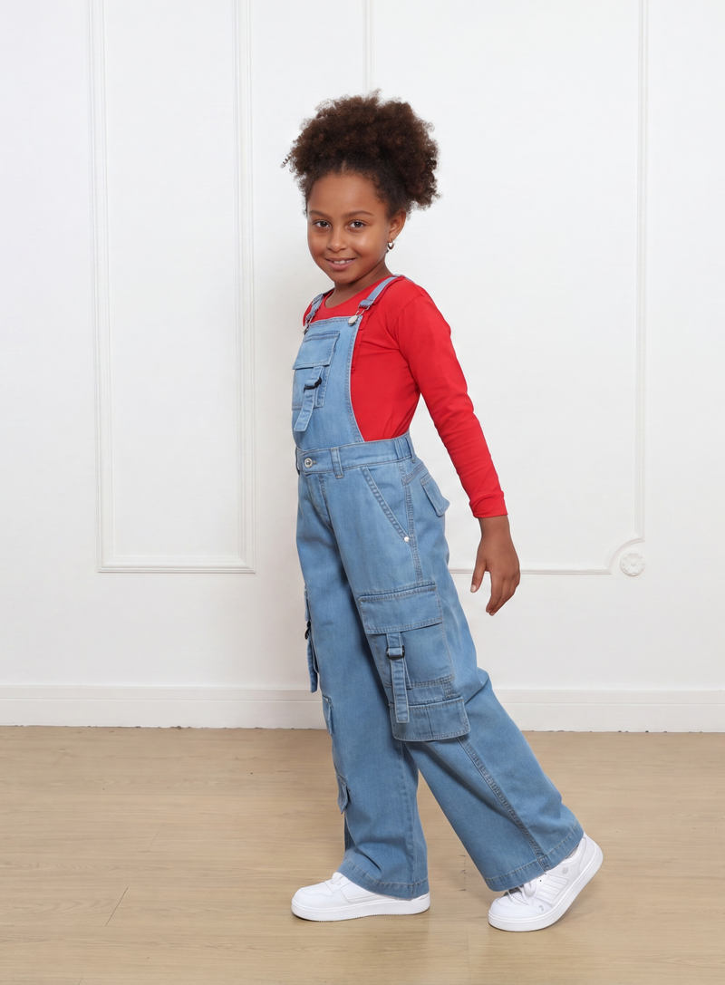 Overol Pantalón Alicia Palazo Cargo Denim