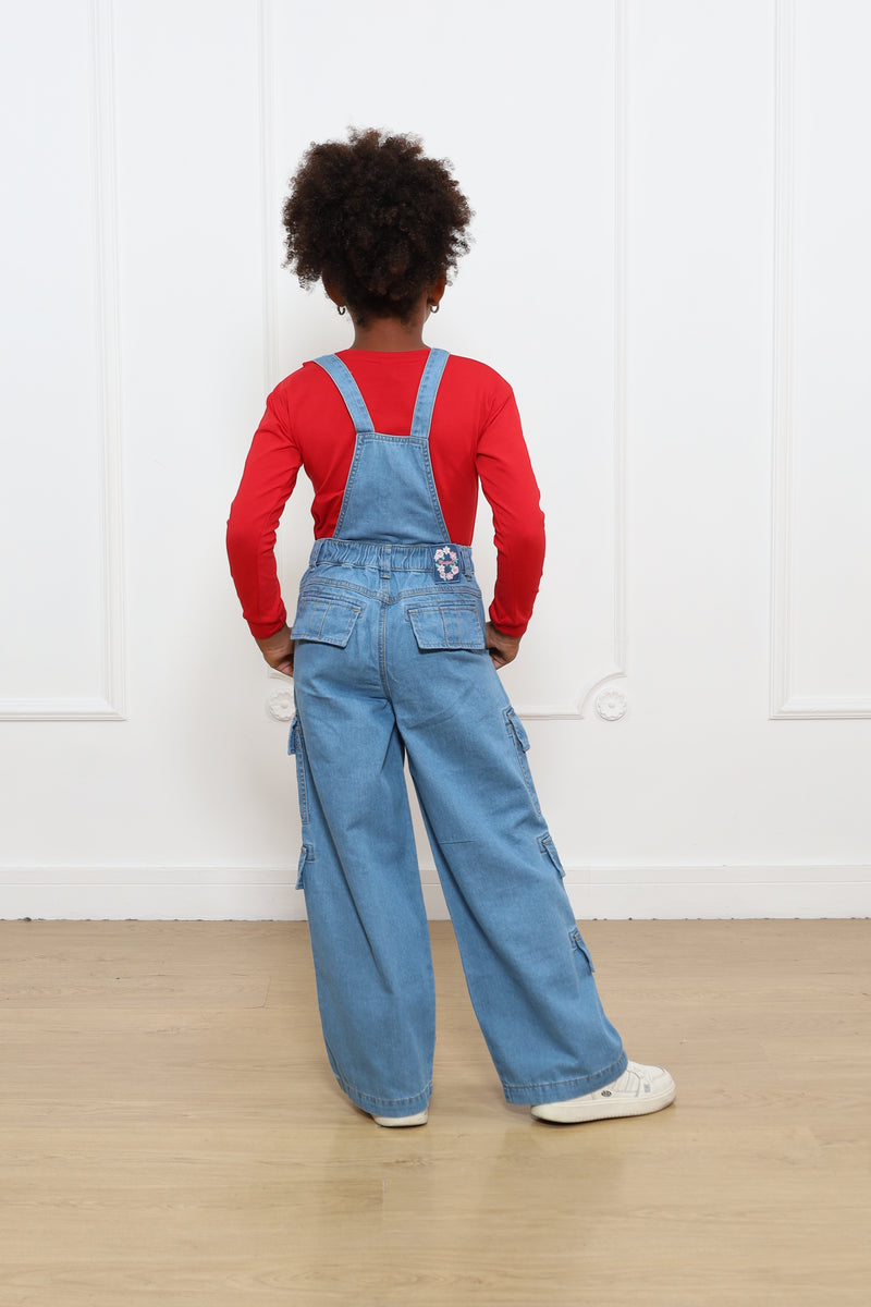 Overol Pantalón Alicia Palazo Cargo Denim