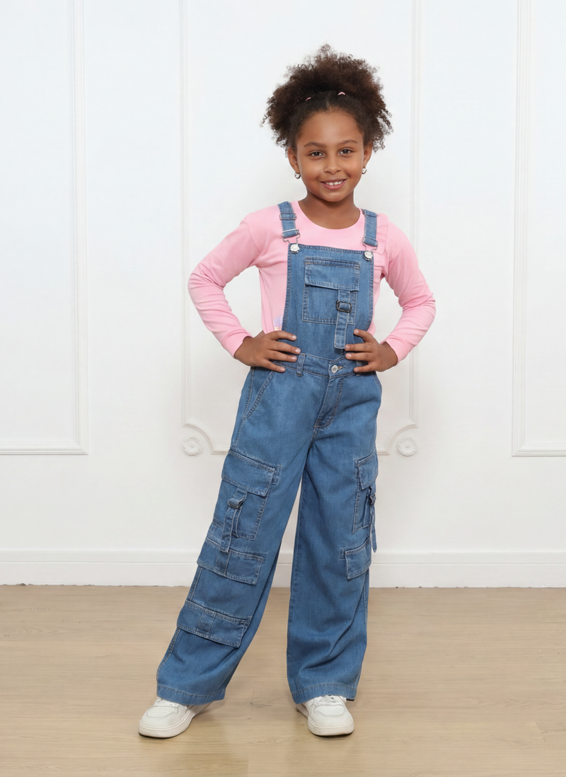 Overol Pantalón Alicia Palazo Cargo Denim