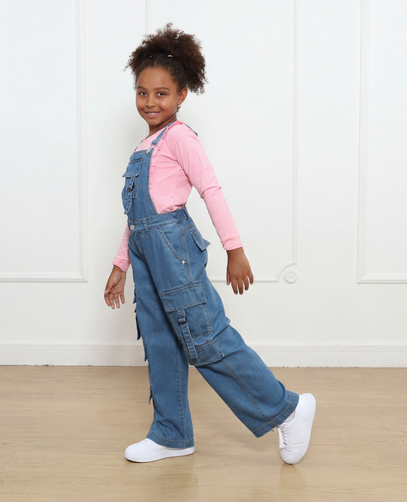Overol Pantalón Alicia Palazo Cargo Denim