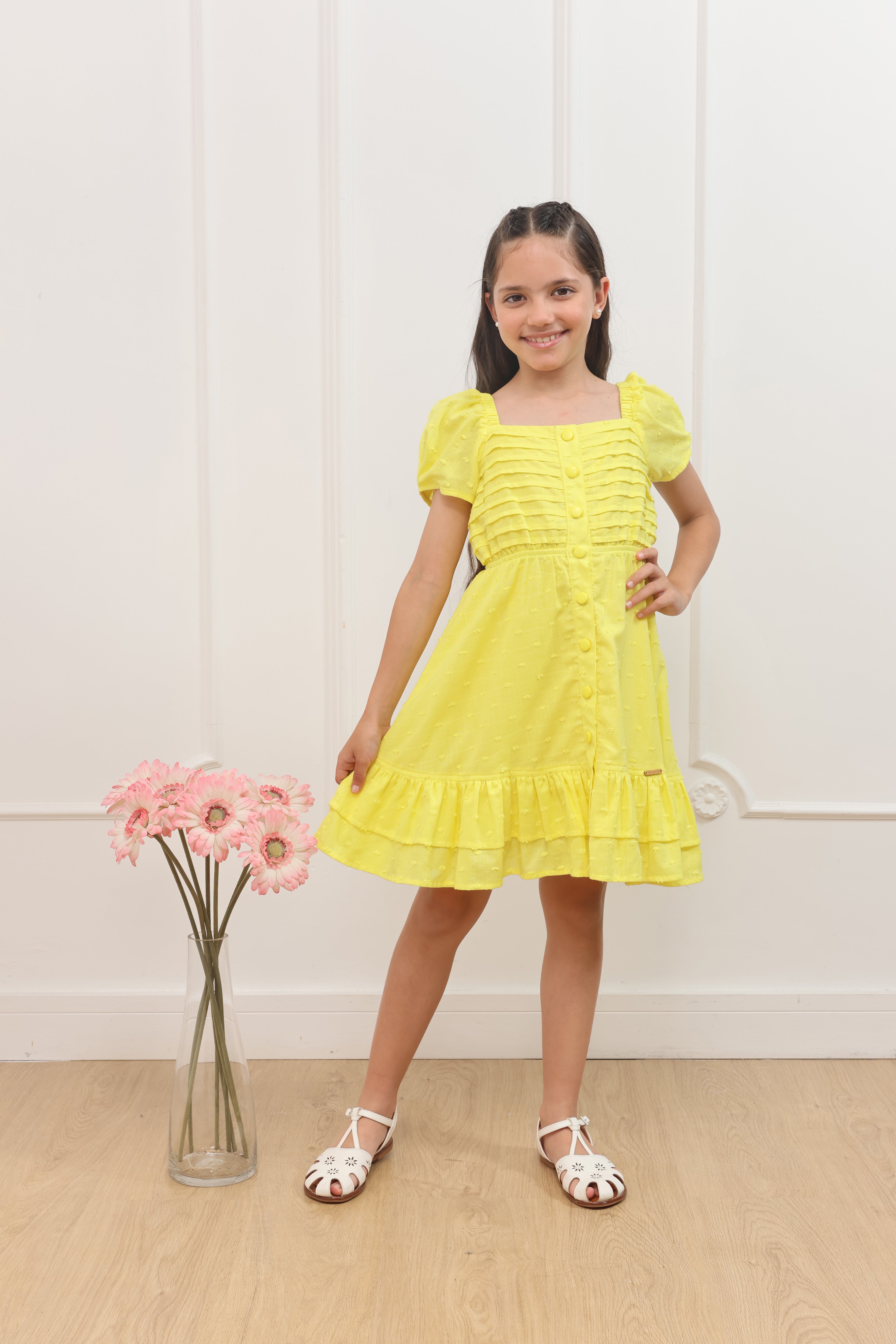 Vestido Manga Corta Pinina