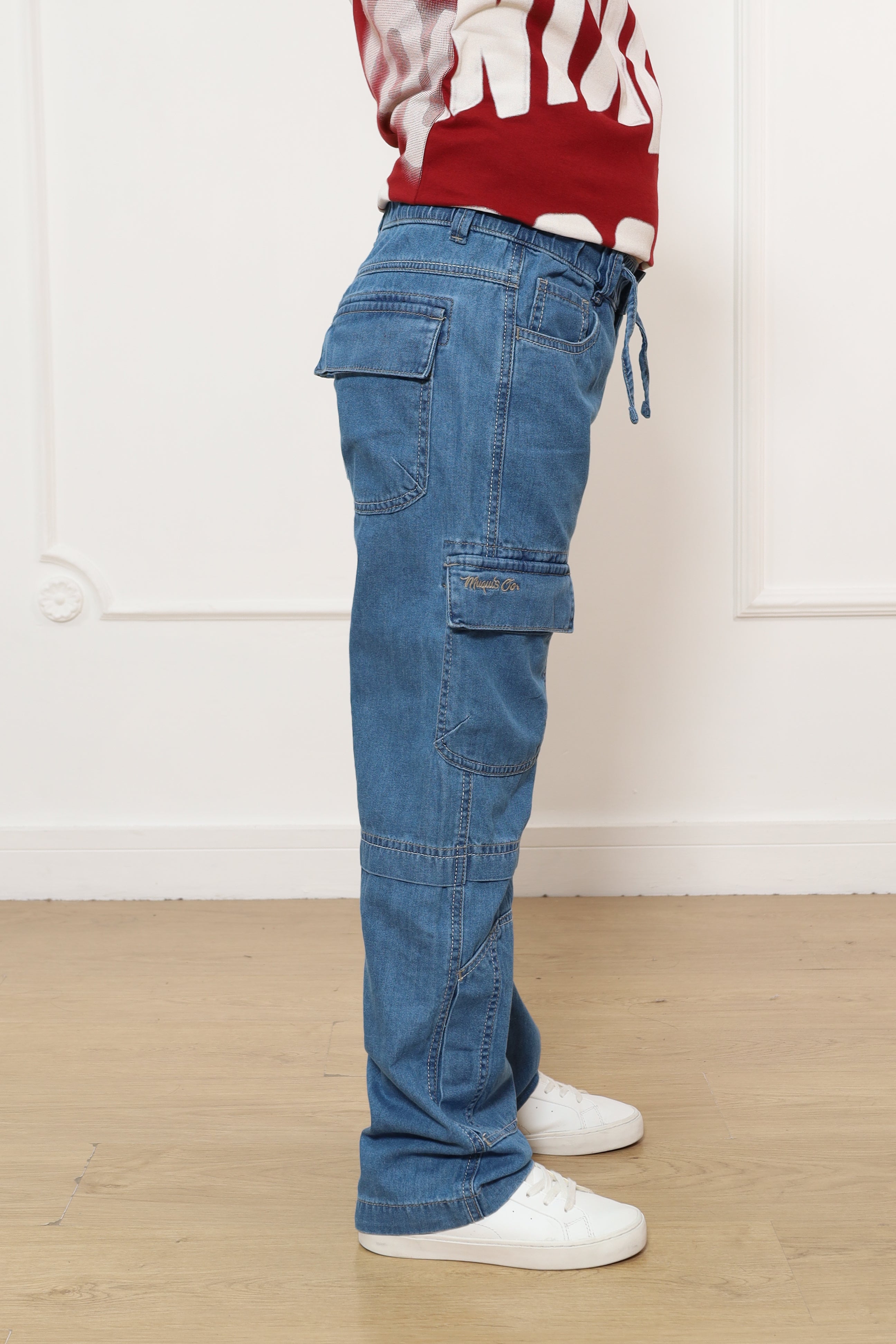 Pantalon Royer Entalle Baggy En Denim Rigido
